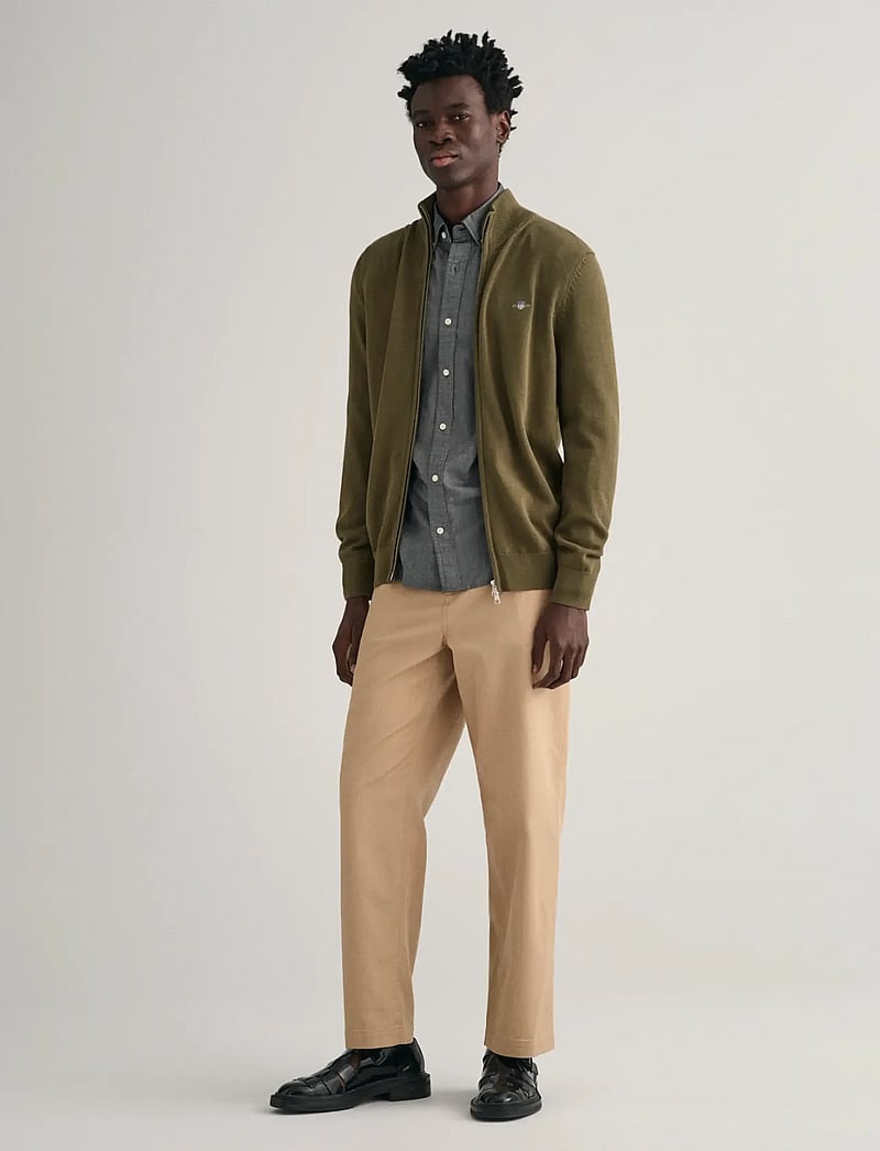 GANT - CASUAL COTTON ZIP CARDIGAN - pullover mit durchgehendem reißverschluss - juniper green - 5