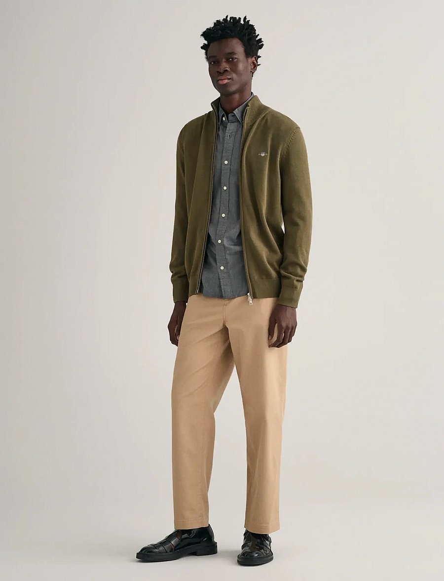 Gant - Cotton Knit Zip Cardigan - strickjacken - juniper green - 5