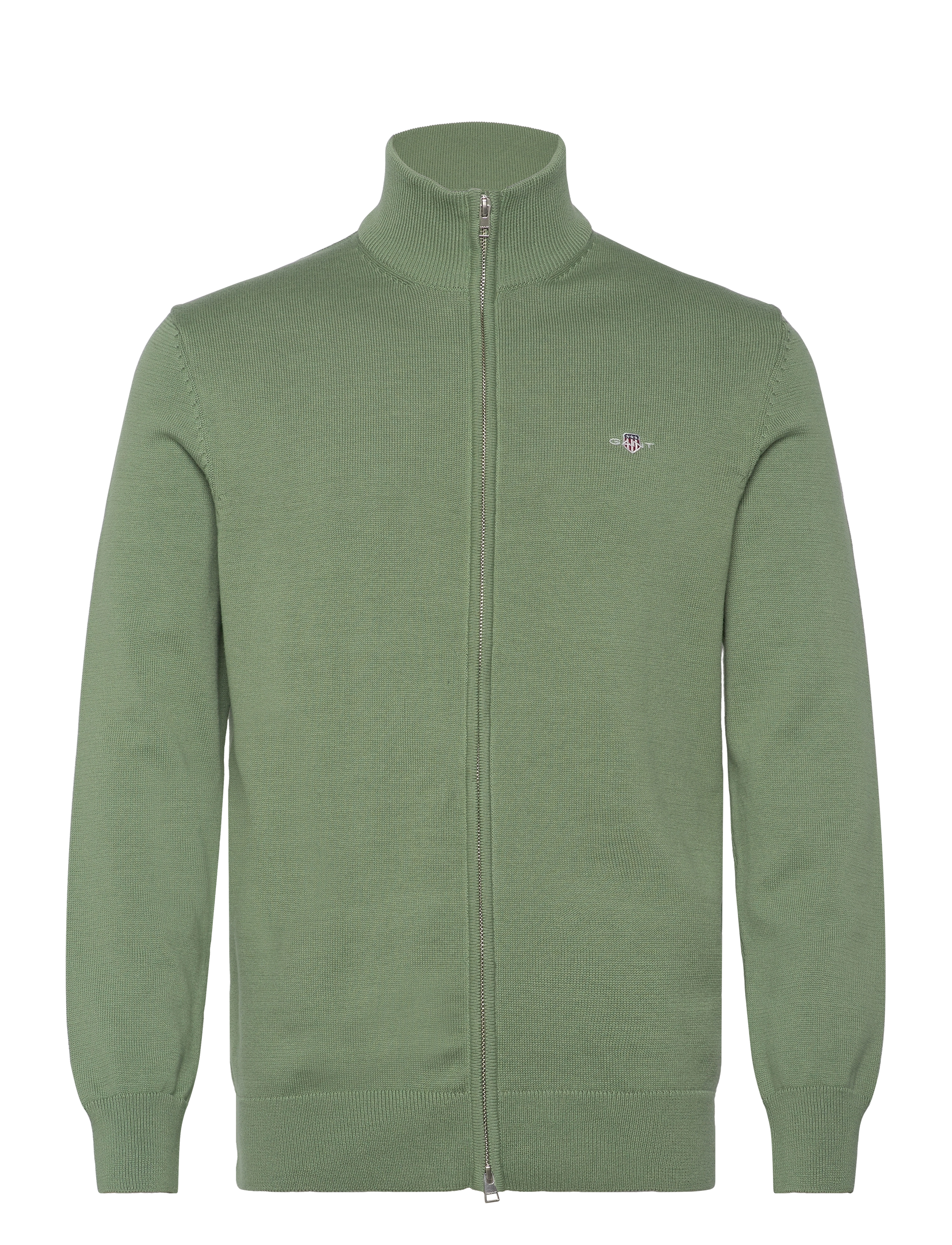 CASUAL COTTON ZIP CARDIGAN - KALAMATA GREEN