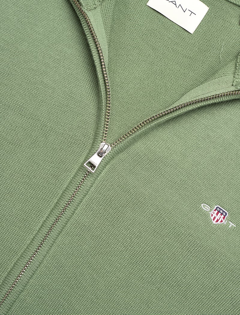 GANT - CASUAL COTTON ZIP CARDIGAN - pullover mit durchgehendem reißverschluss - kalamata green - 2