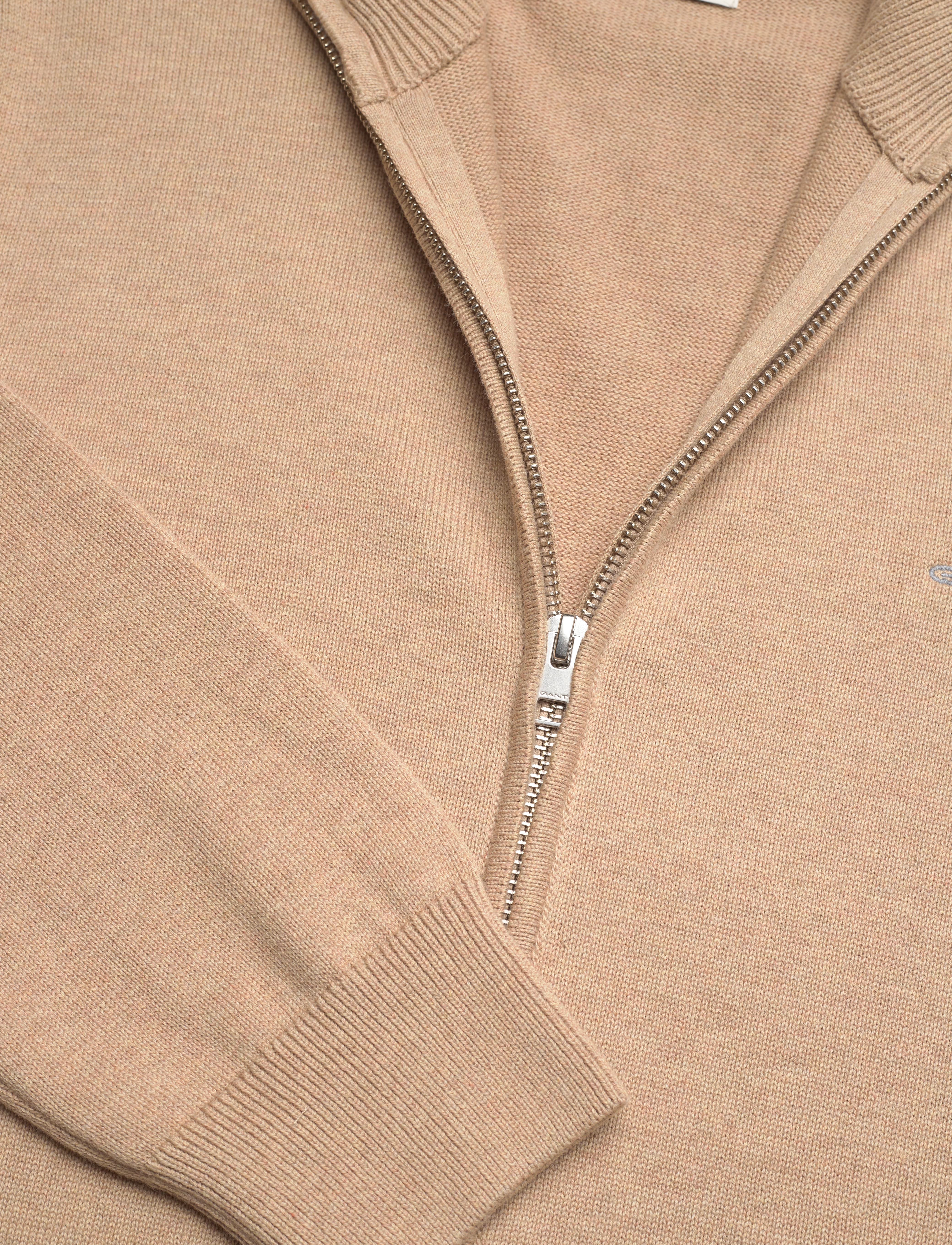 Gant - Cotton Knit Zip Cardigan - cardigans - khaki mel - 2