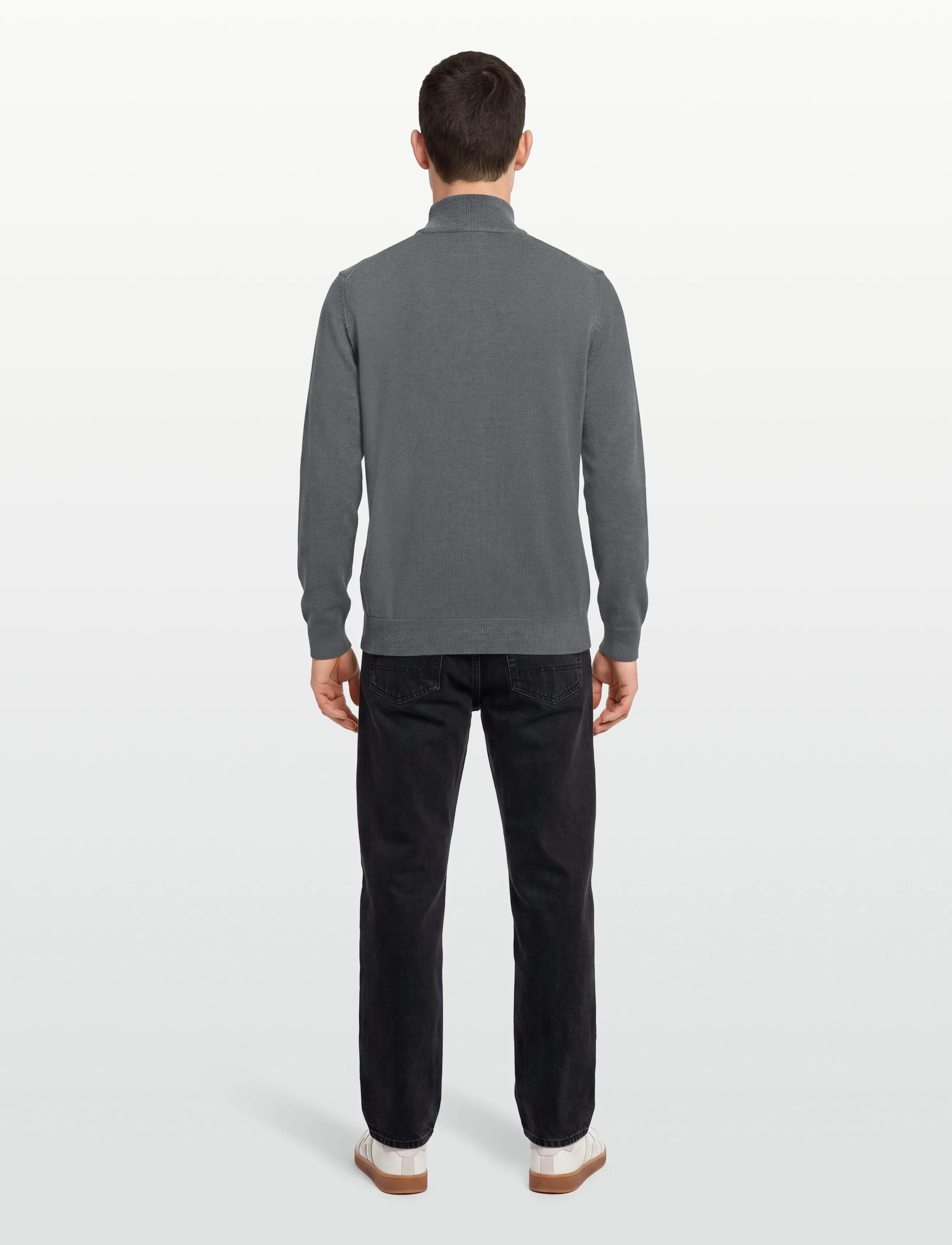 Gant - Cotton Knit Zip Cardigan - koftor - mid grey - 4