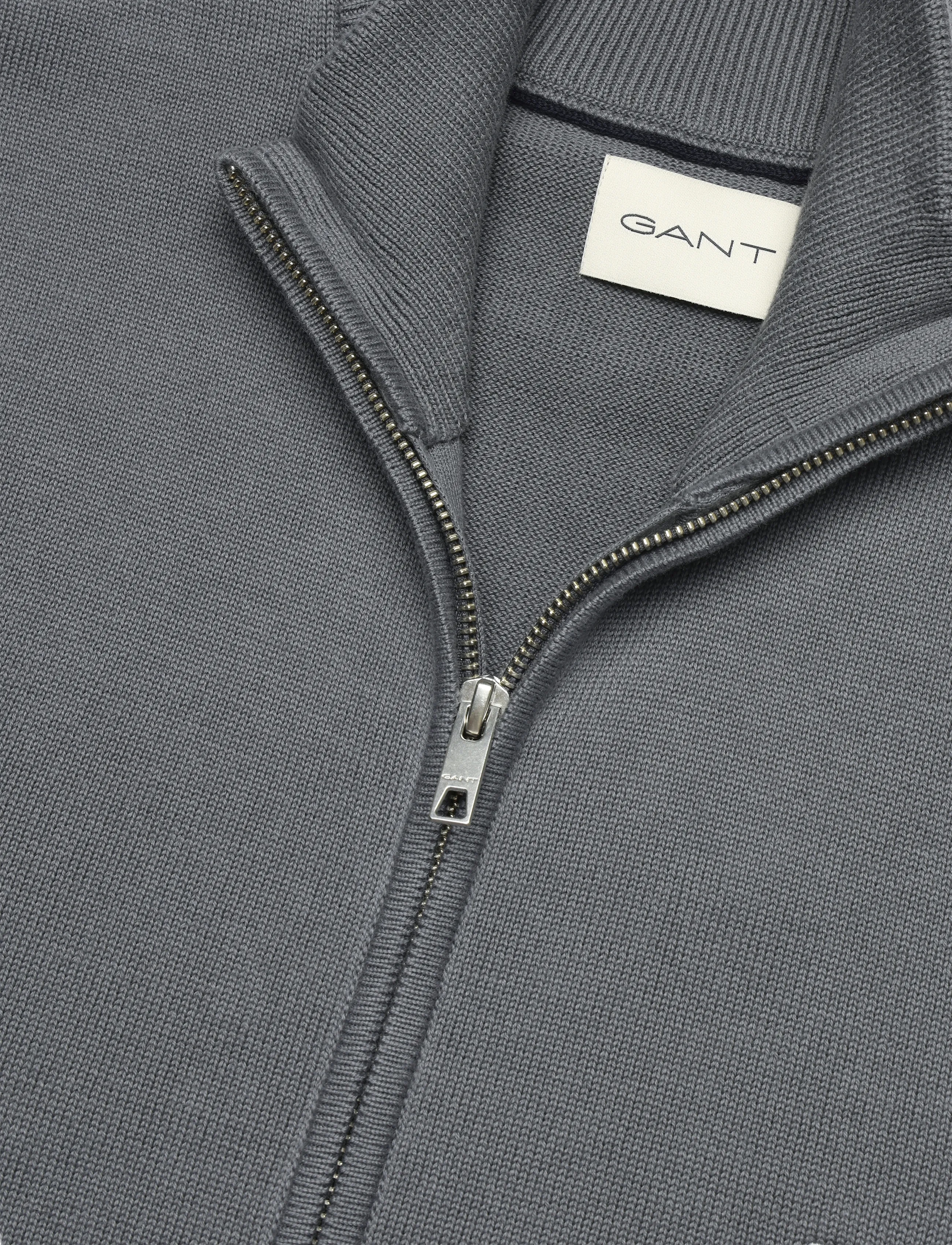 Gant - Cotton Knit Zip Cardigan - strickjacken - mid grey - 2