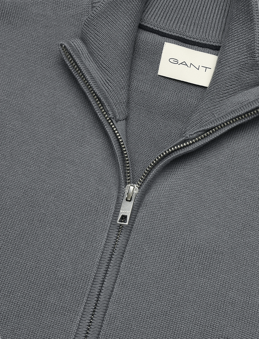 Gant - Cotton Knit Zip Cardigan - strickjacken - mid grey - 2