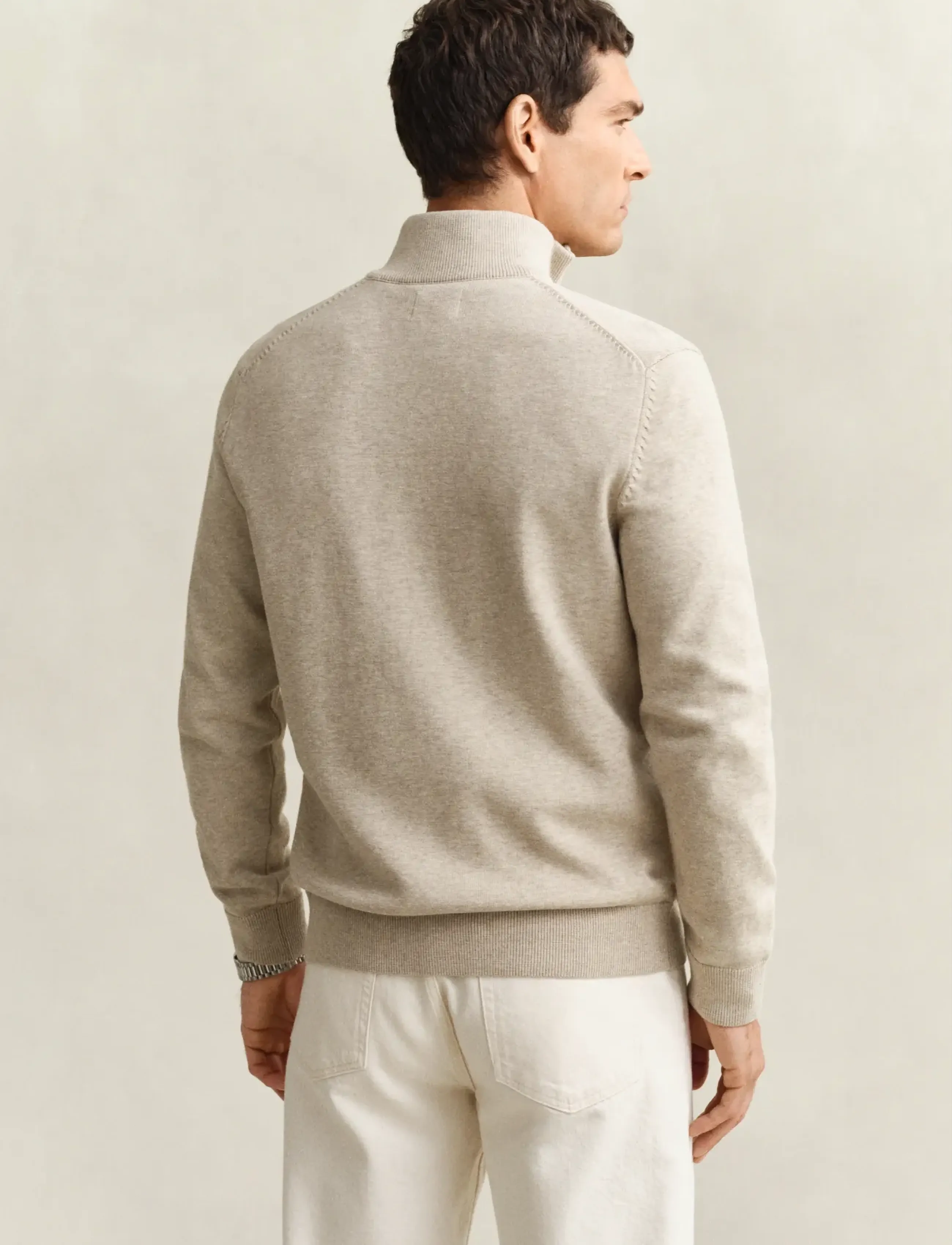 Gant - Cotton Knit Zip Cardigan - cardigans - oat melange - 3