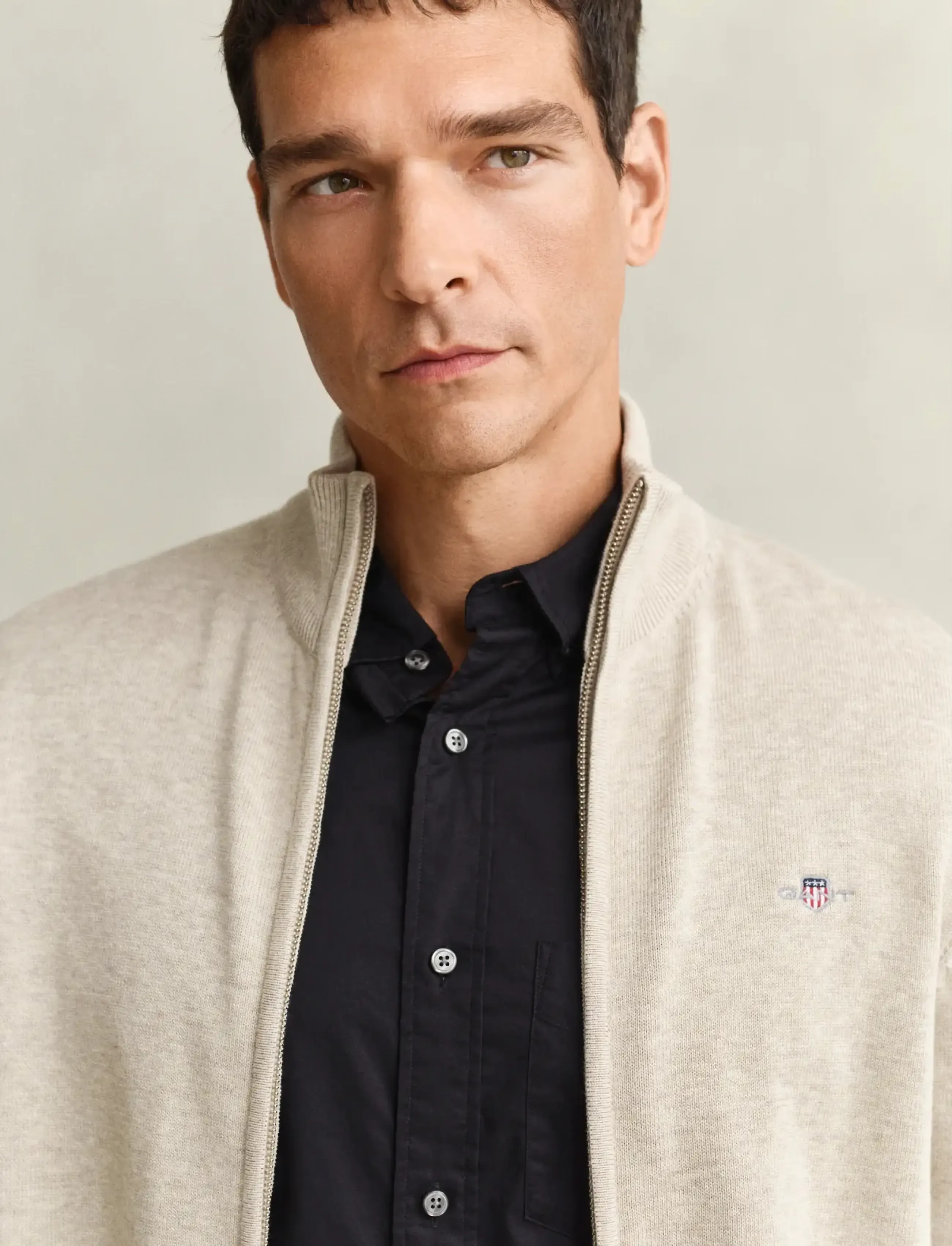 Gant - Cotton Knit Zip Cardigan - cardigans - oat melange - 4