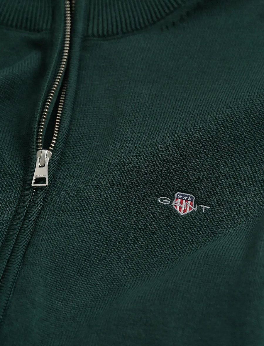 Gant - Cotton Knit Zip Cardigan - pullover mit durchgehendem reißverschluss - tartan green - 1