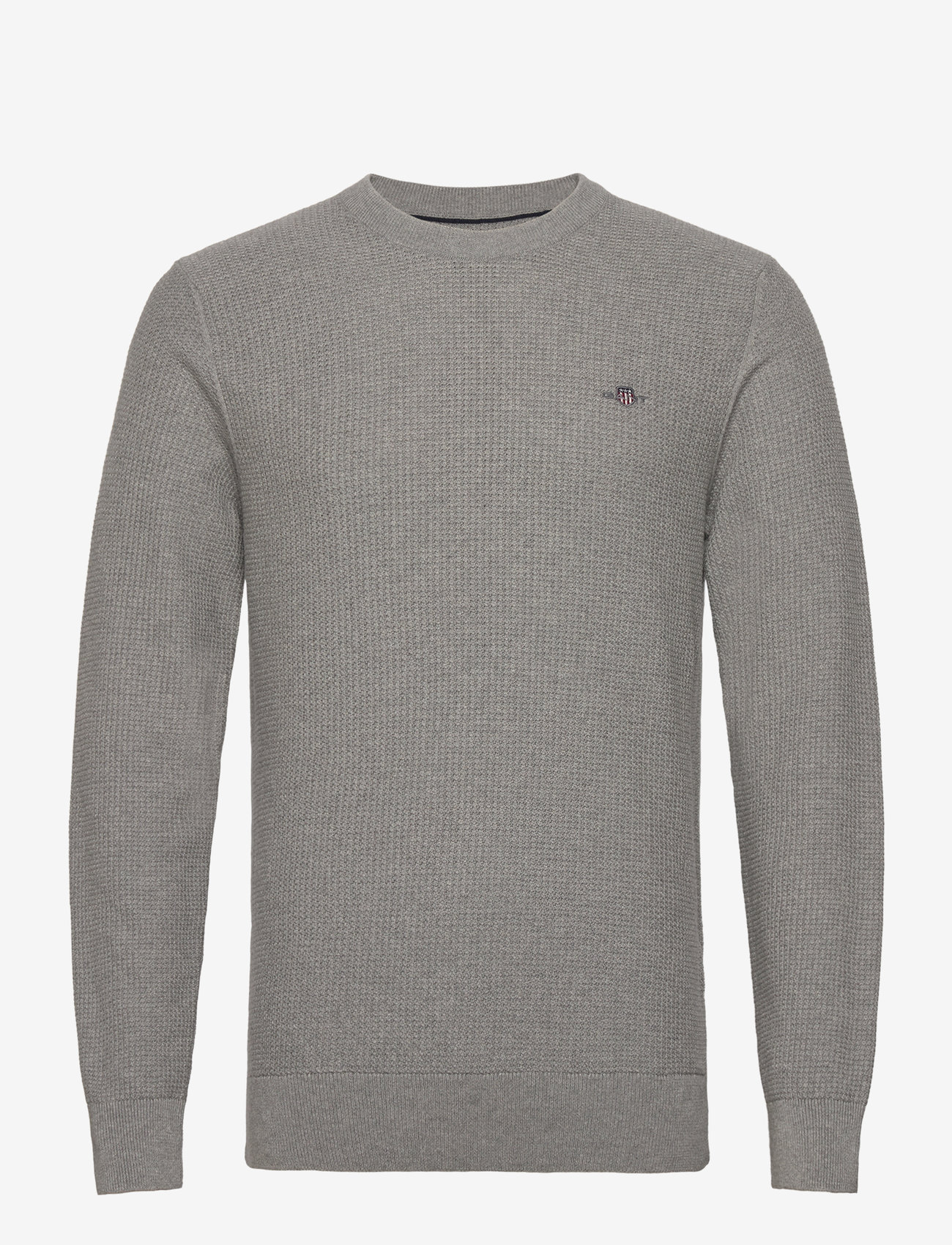 GANT - MICRO COTTON TEXTURE C-NECK - grey melange - 0
