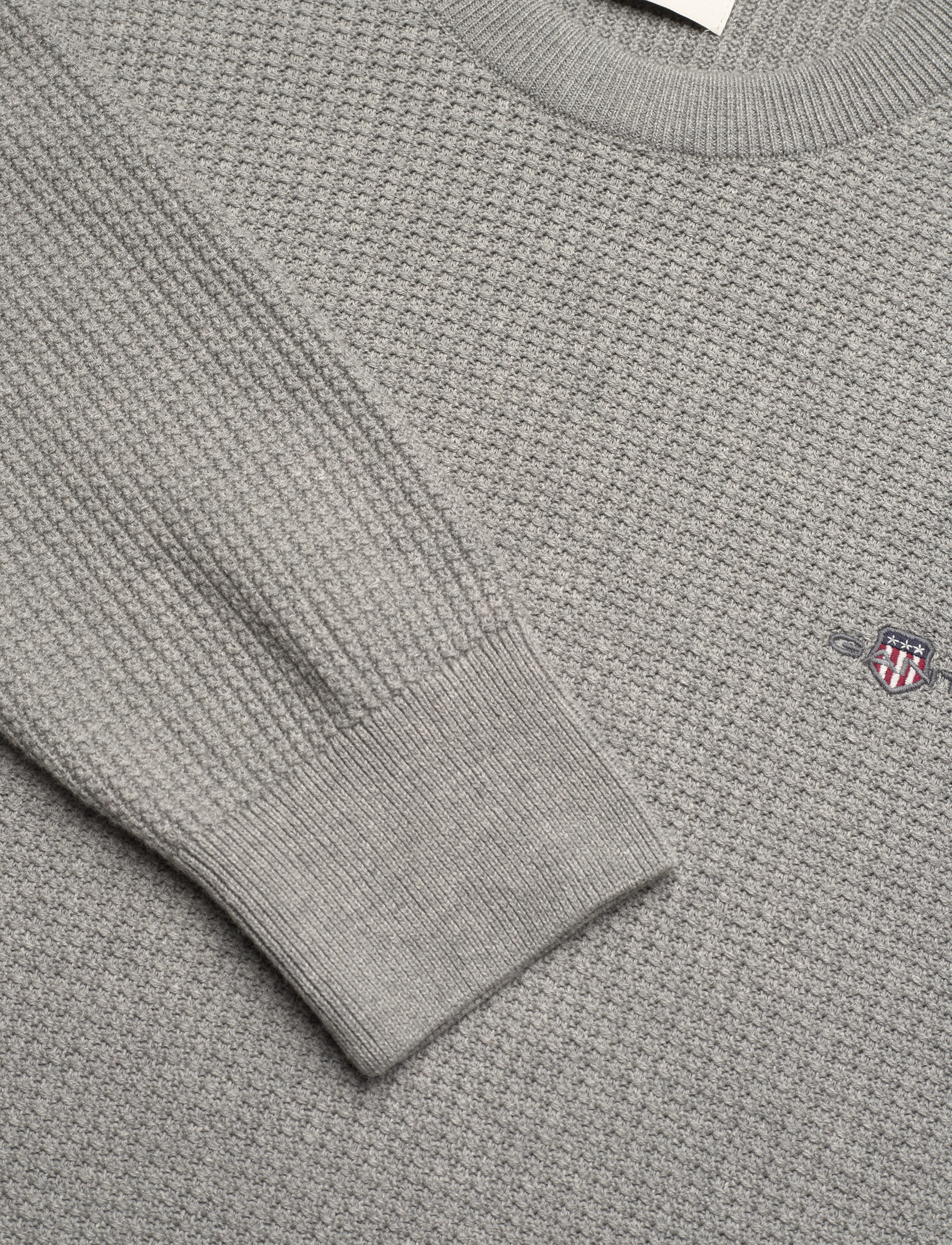 GANT - MICRO COTTON TEXTURE C-NECK - grey melange - 2