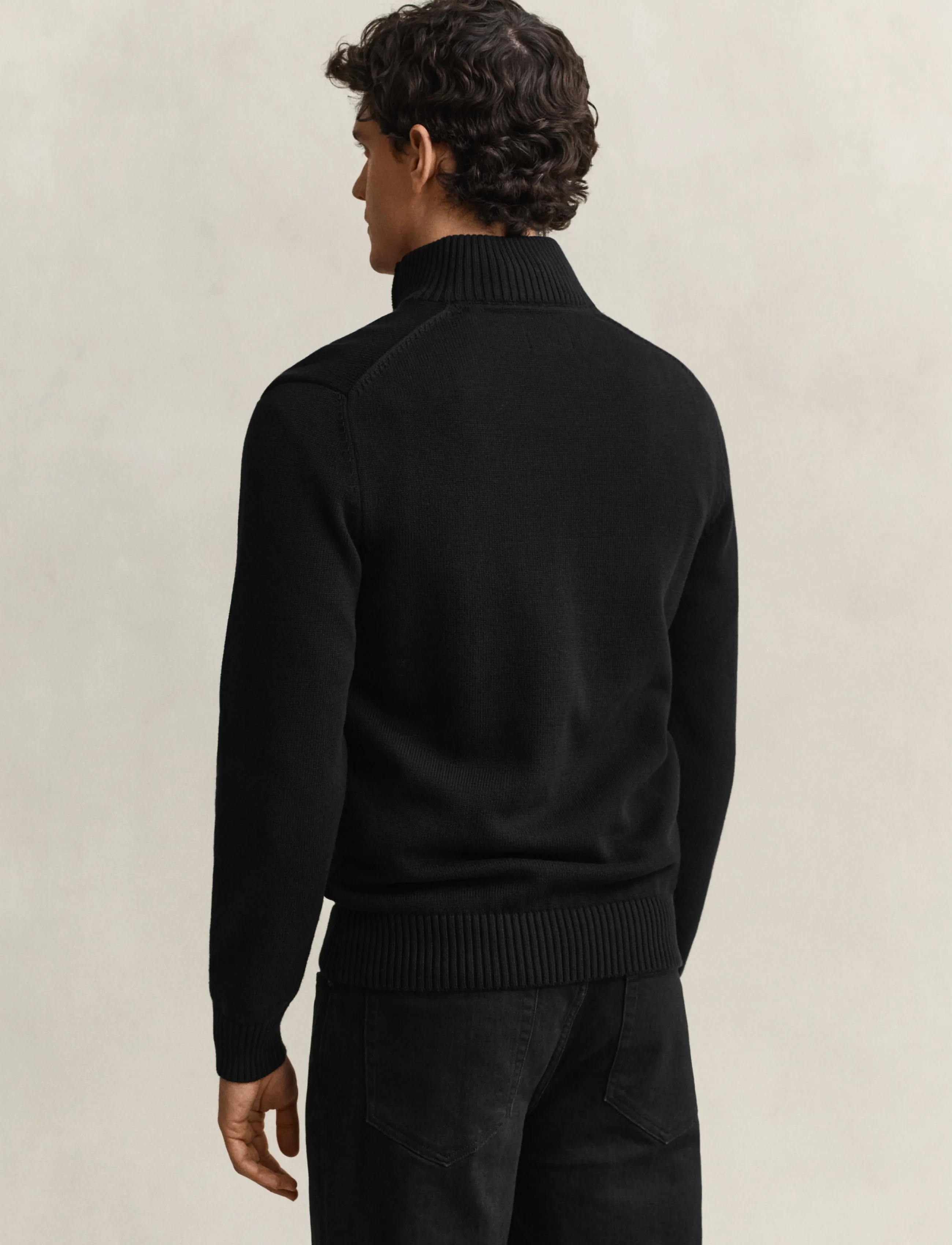 Gant - Cotton Knit Half-Zip Sweater - men - black - 3