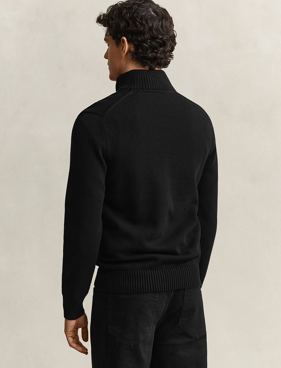 Gant - CASUAL COTTON HALFZIP - truien met halve rits - black - 3