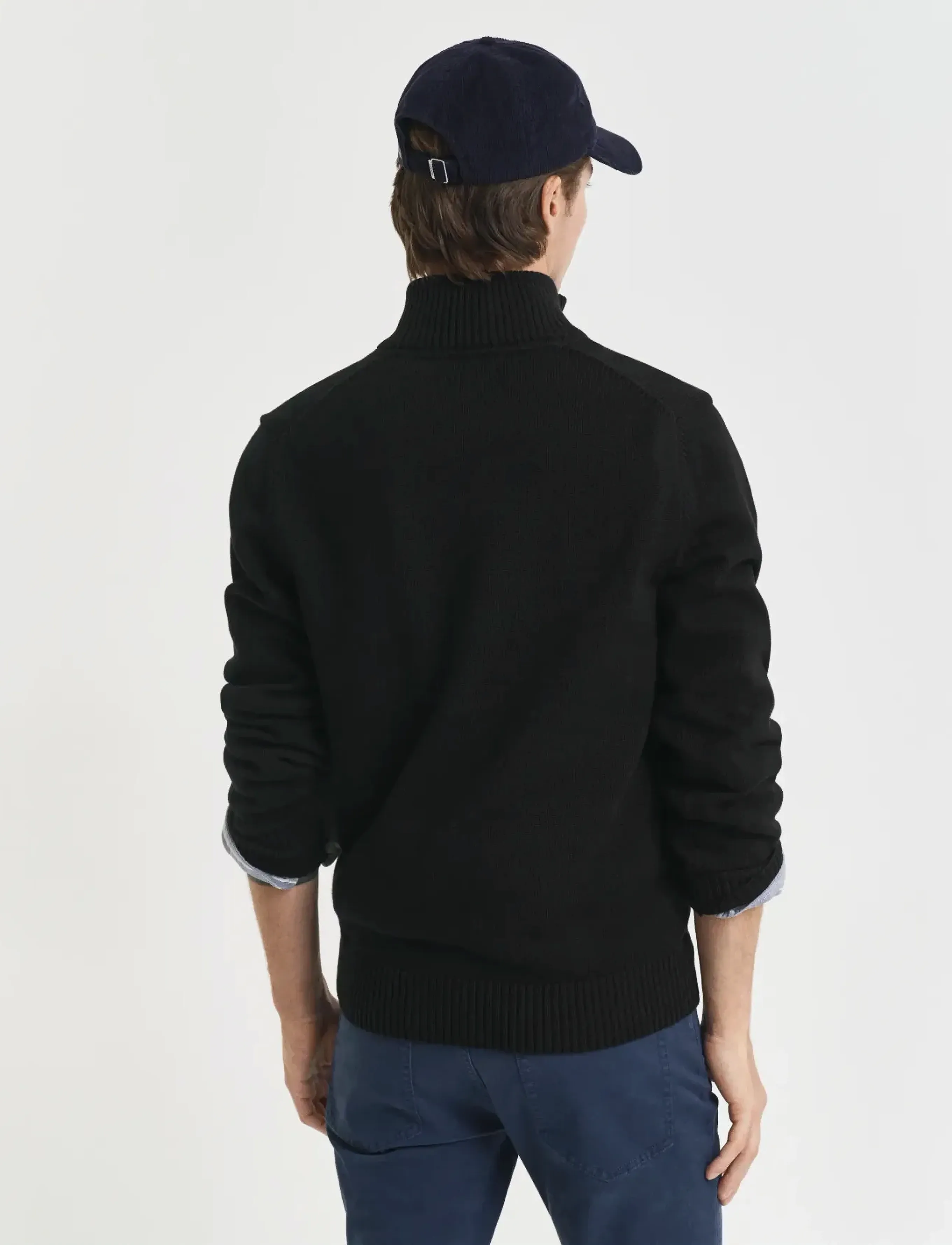 Gant - Cotton Knit Half-Zip Sweater - half zip-tröjor - black - 3