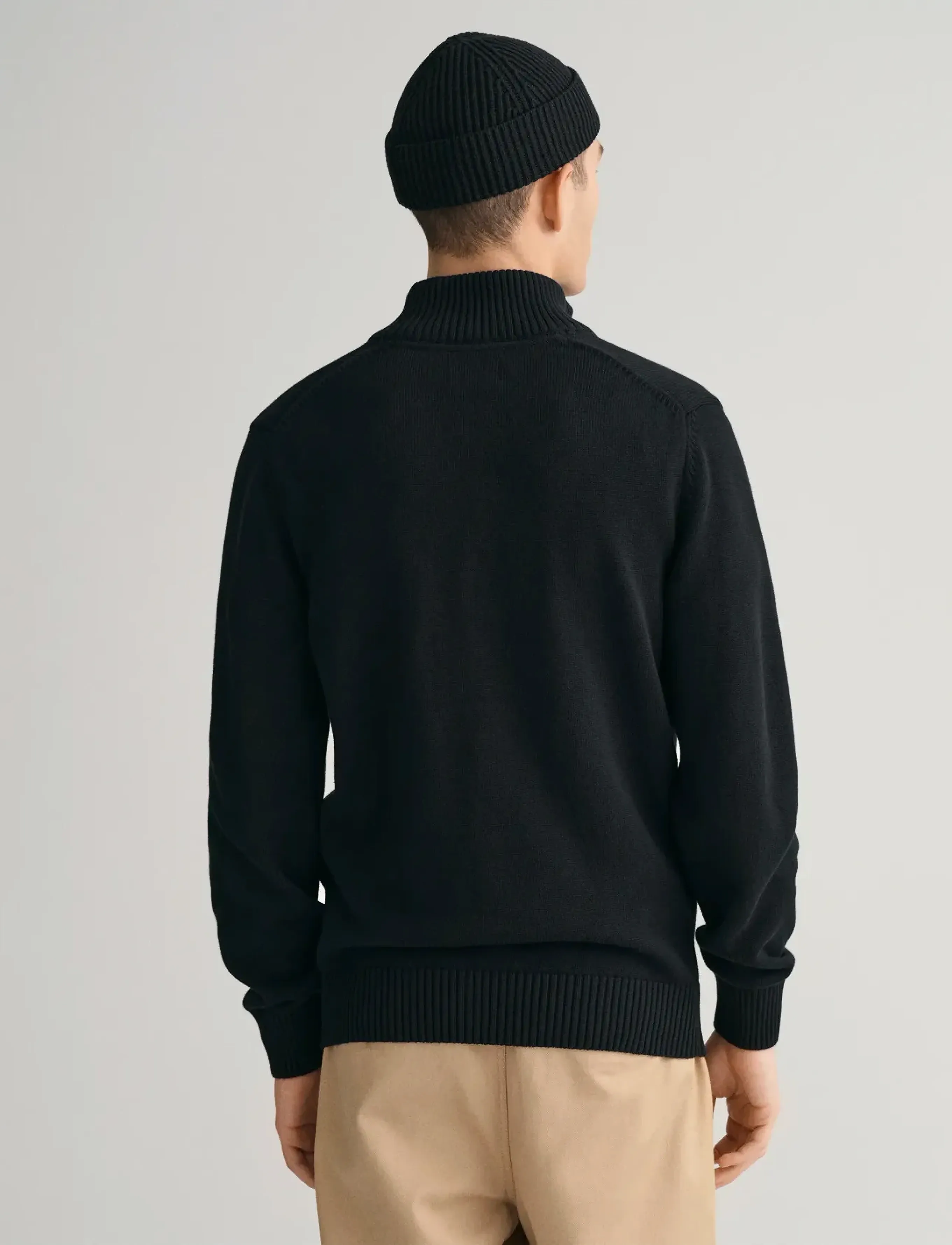 Gant Cotton Knit Half-Zip Sweater - Strickmode - BLACK / black