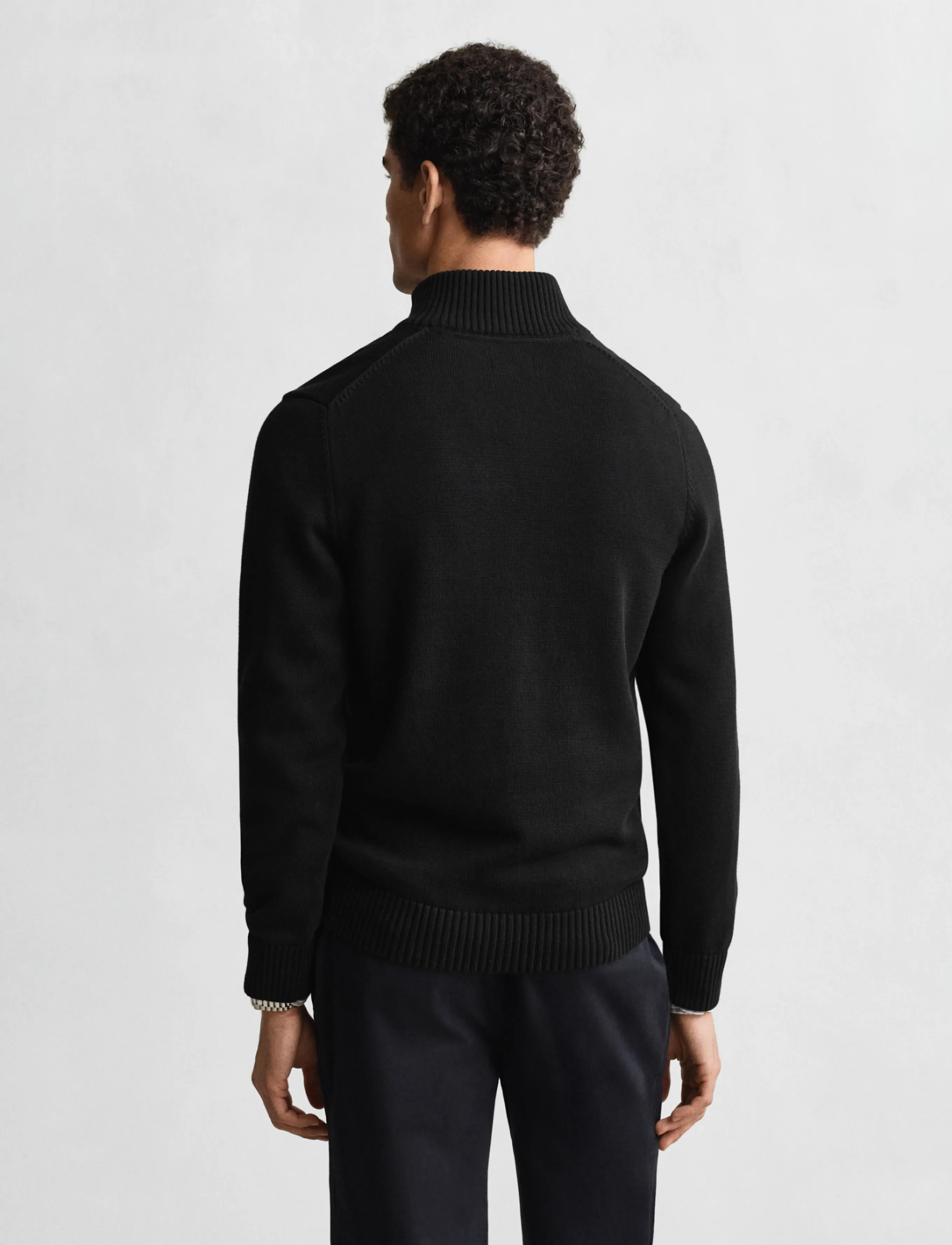Gant CASUAL COTTON HALFZIP - Kudumid - BLACK / black