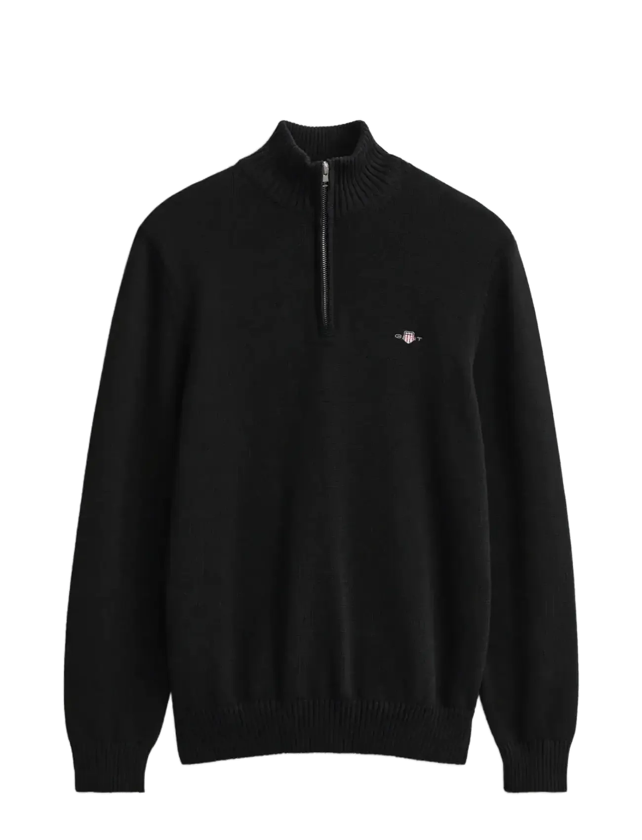 Gant - Cotton Knit Half-Zip Sweater - half zip-tröjor - black - 2