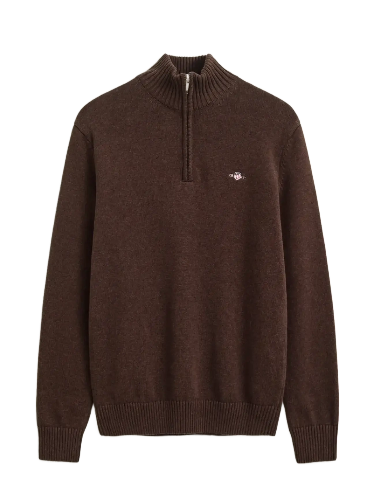 Gant CASUAL COTTON HALFZIP - Strickmode - BLACK BROWN MELANGE / brown