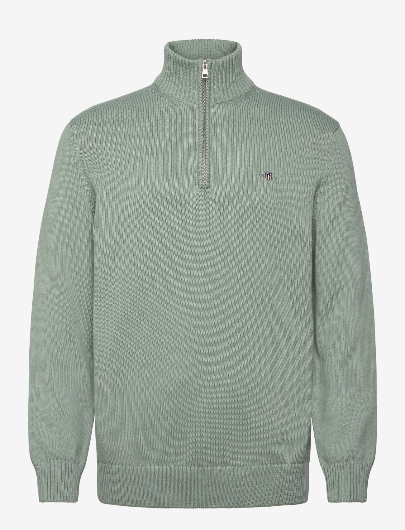 Gant - Cotton Knit Half-Zip Sweater - pullover mit halbem reißverschluss - ceramic grey - 1