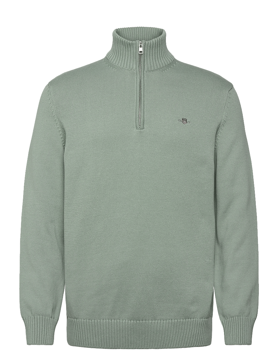 Gant - Cotton Knit Half-Zip Sweater - tõmblukk-kaelusega džemprid - ceramic grey - 1