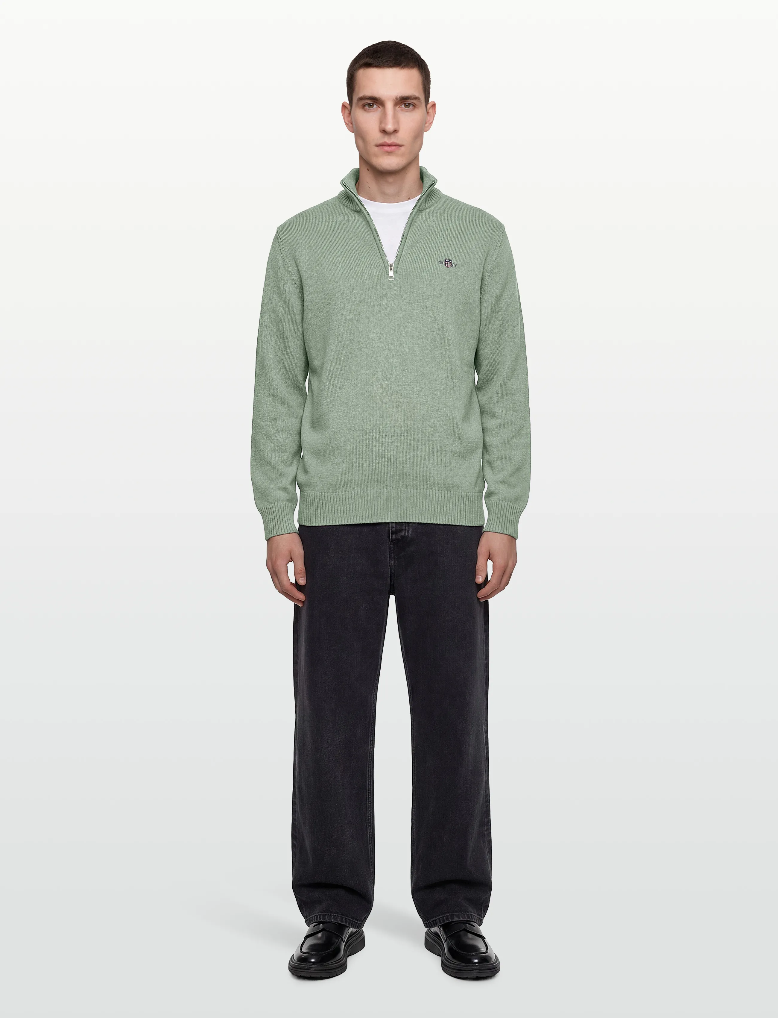 Gant - Cotton Knit Half-Zip Sweater - half zip jumpers - ceramic grey - 0