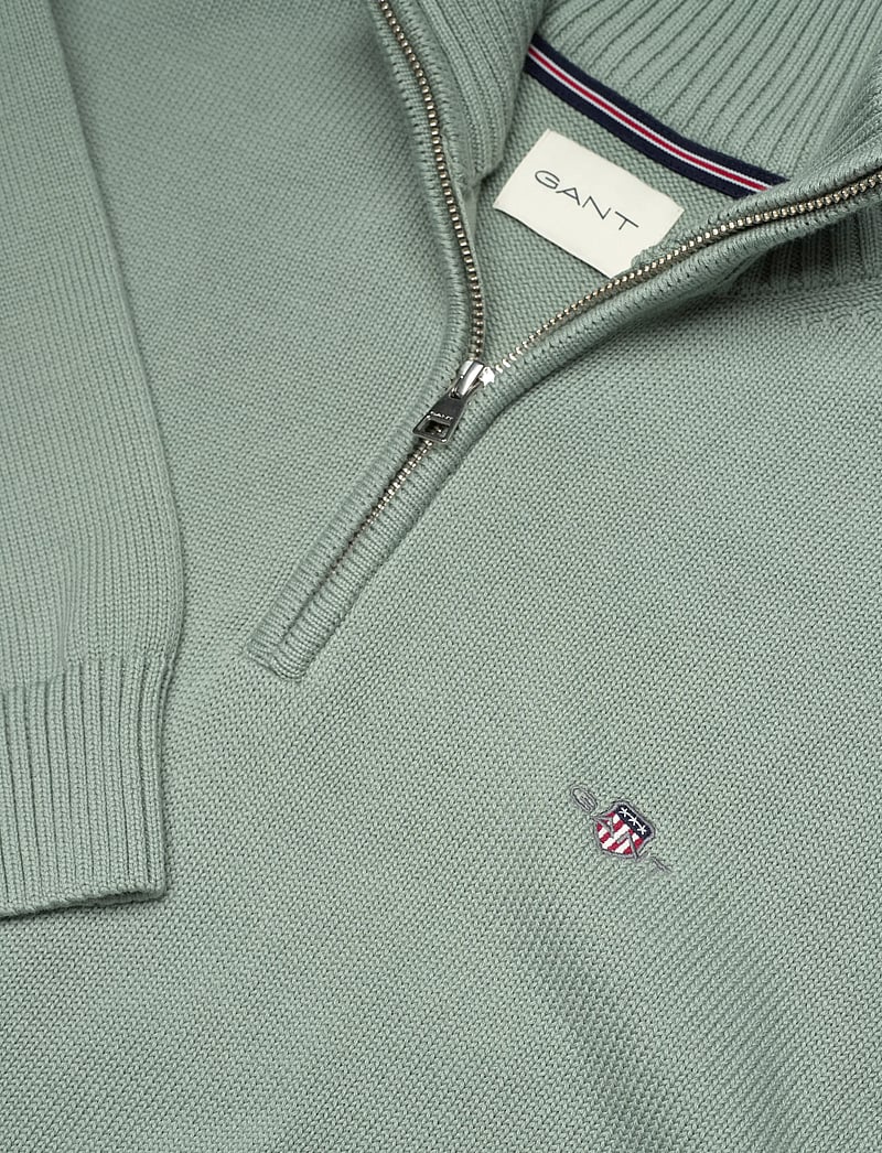 Gant - Cotton Knit Half-Zip Sweater - pullover mit halbem reißverschluss - ceramic grey - 5