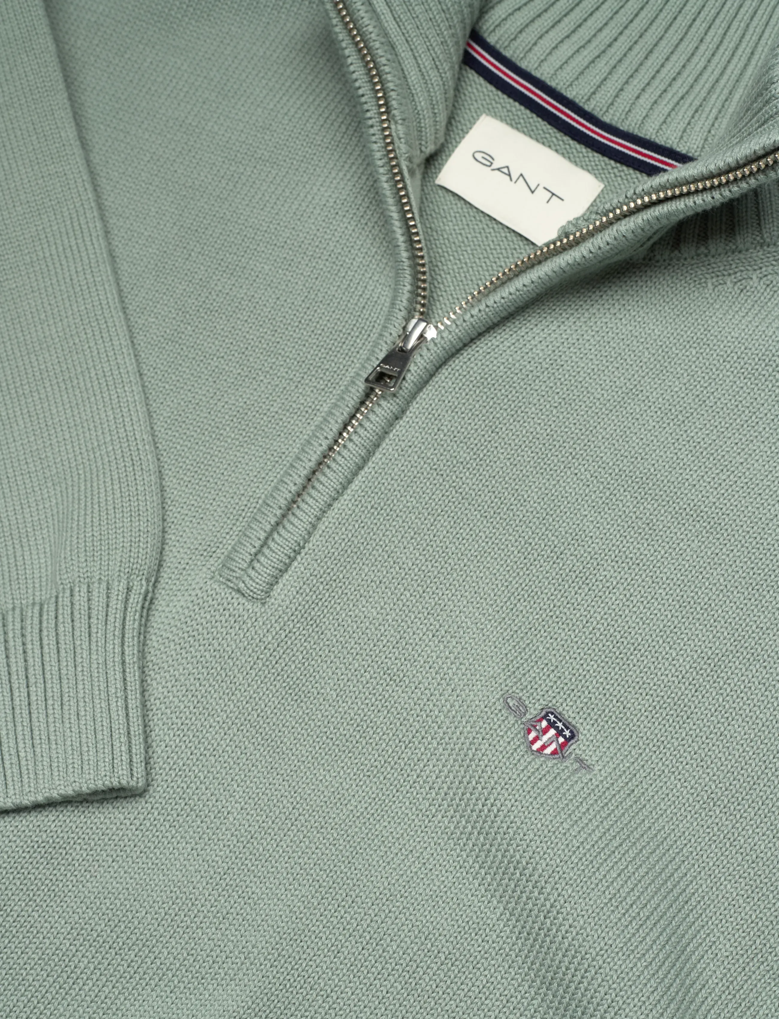 Gant - Cotton Knit Half-Zip Sweater - half zip jumpers - ceramic grey - 5