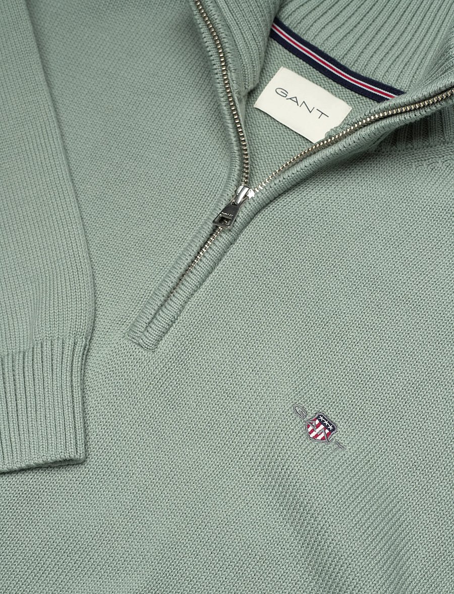 Gant - Cotton Knit Half-Zip Sweater - tõmblukk-kaelusega džemprid - ceramic grey - 5