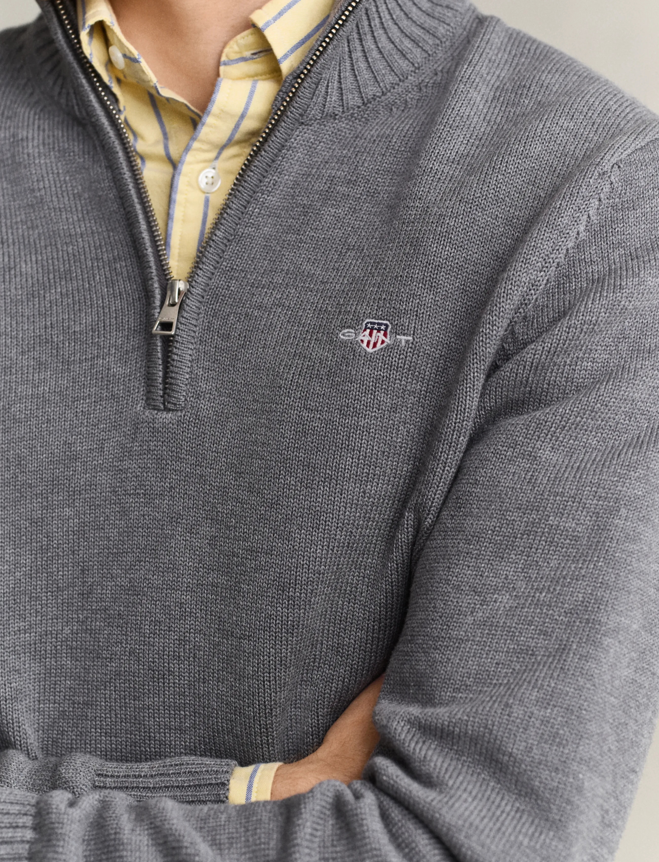 Gant - CASUAL COTTON HALFZIP - pullover mit halbem reißverschluss - dark grey melange - 3
