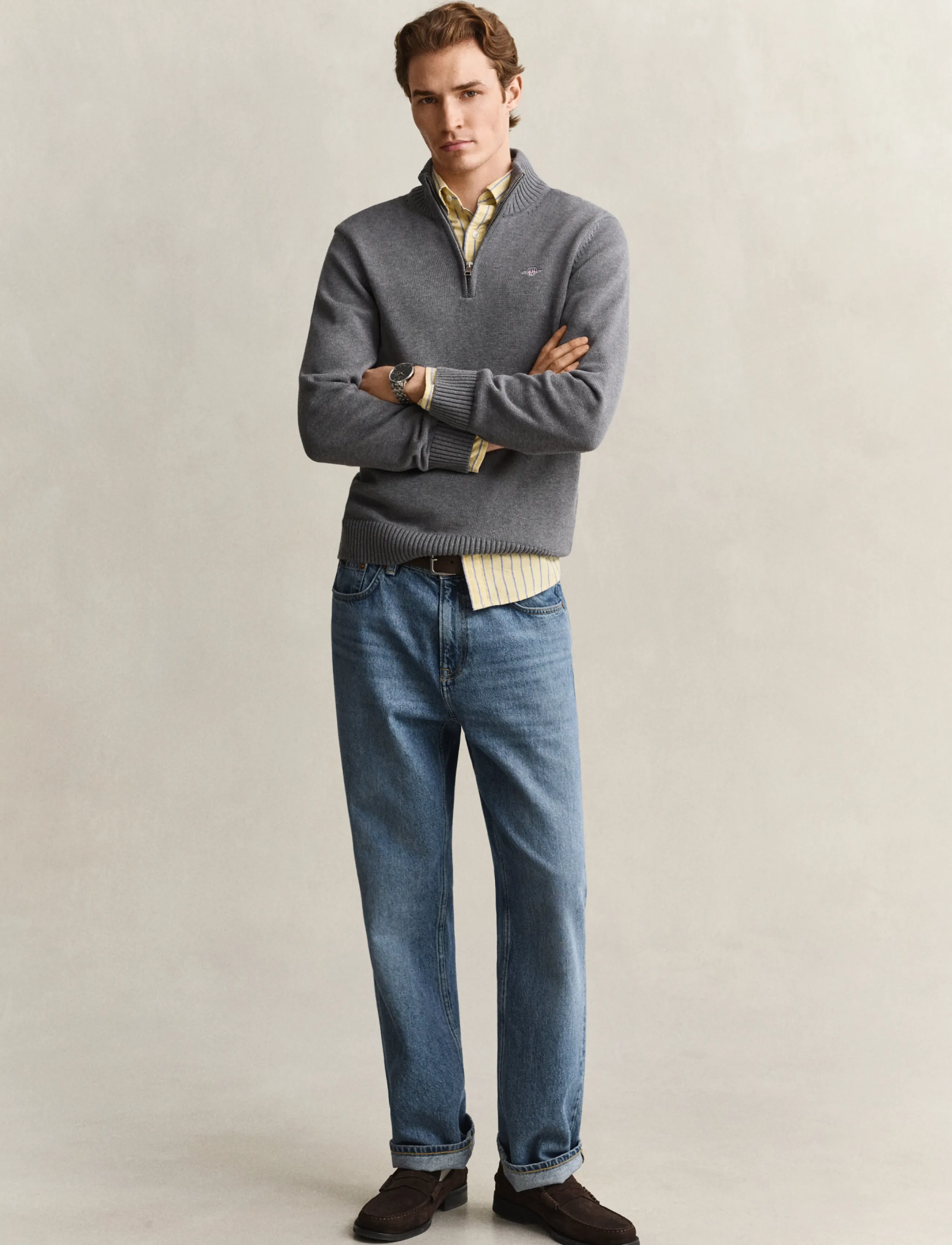 Gant - CASUAL COTTON HALFZIP - pullover mit halbem reißverschluss - dark grey melange - 4