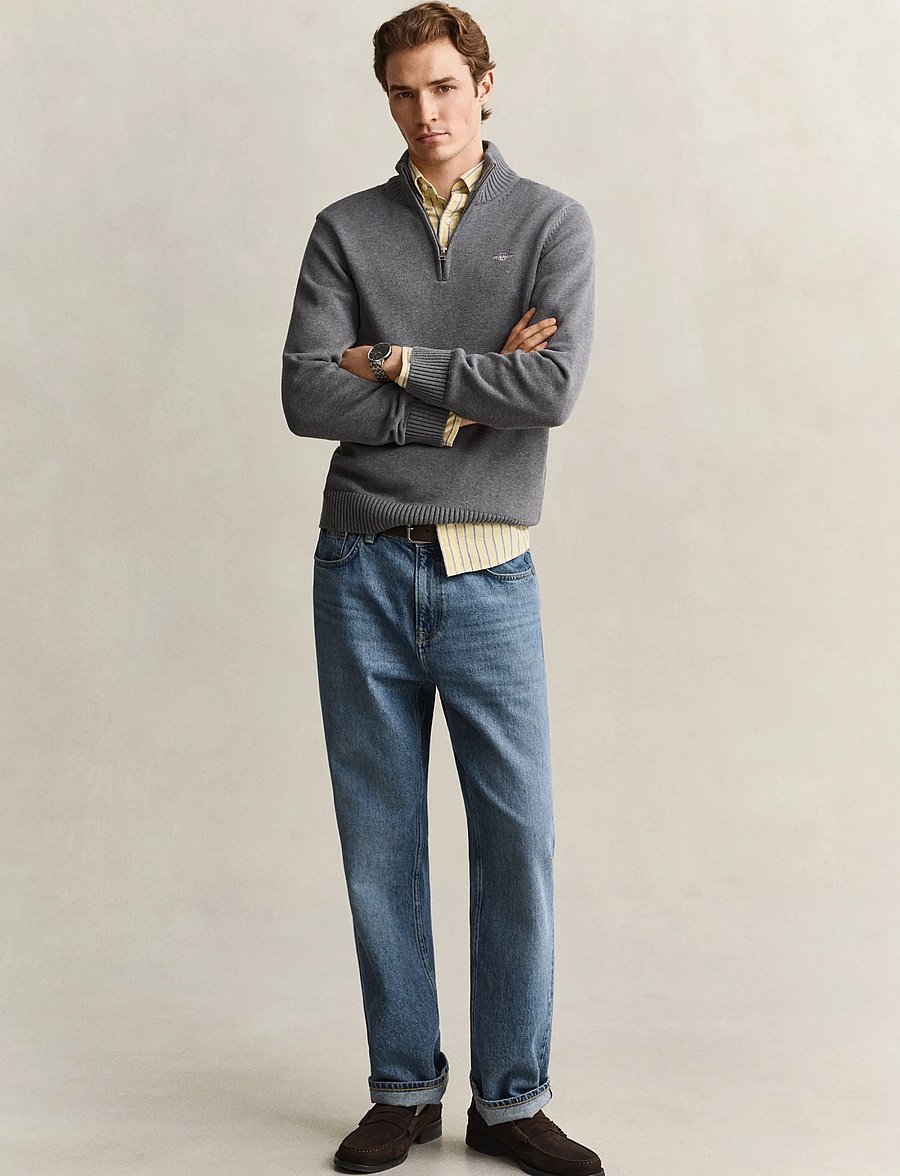 Gant - CASUAL COTTON HALFZIP - pullover mit halbem reißverschluss - dark grey melange - 4