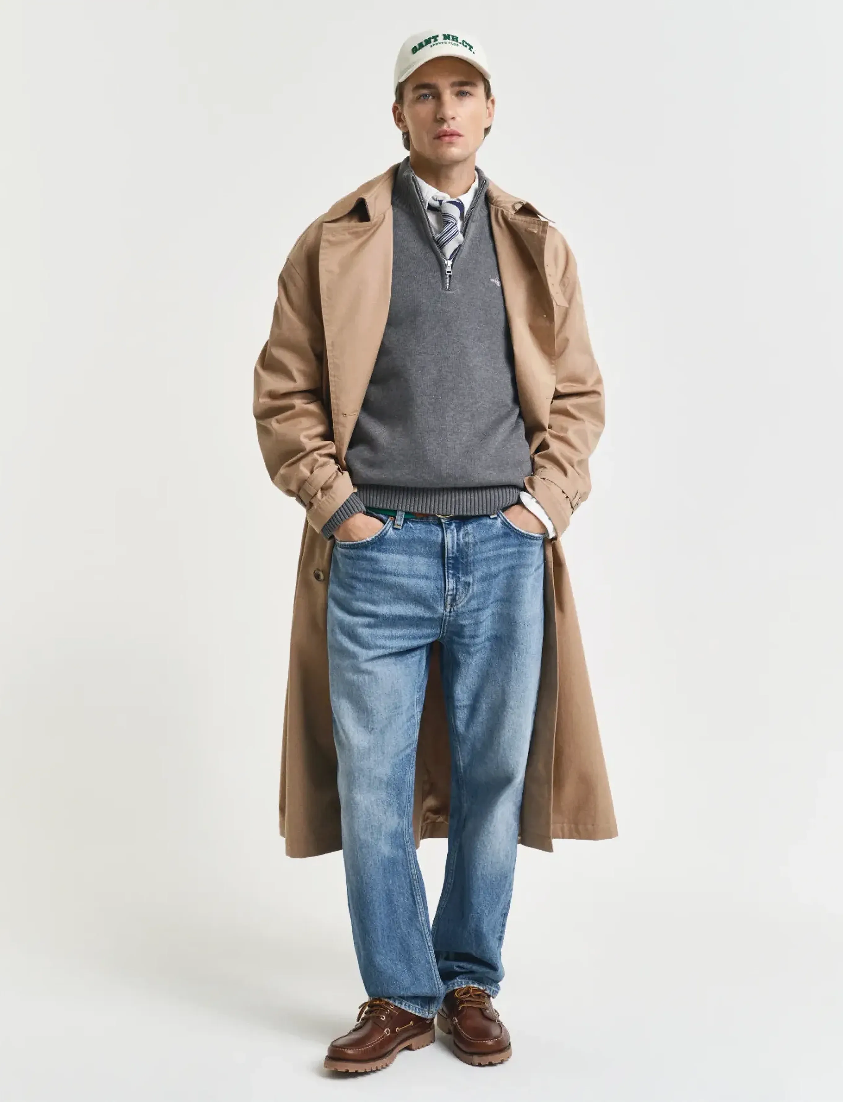 Gant - Cotton Knit Half-Zip Sweater - džemperi ar daļēju rāvējslēdzēja aizdari - dark grey melange - 4