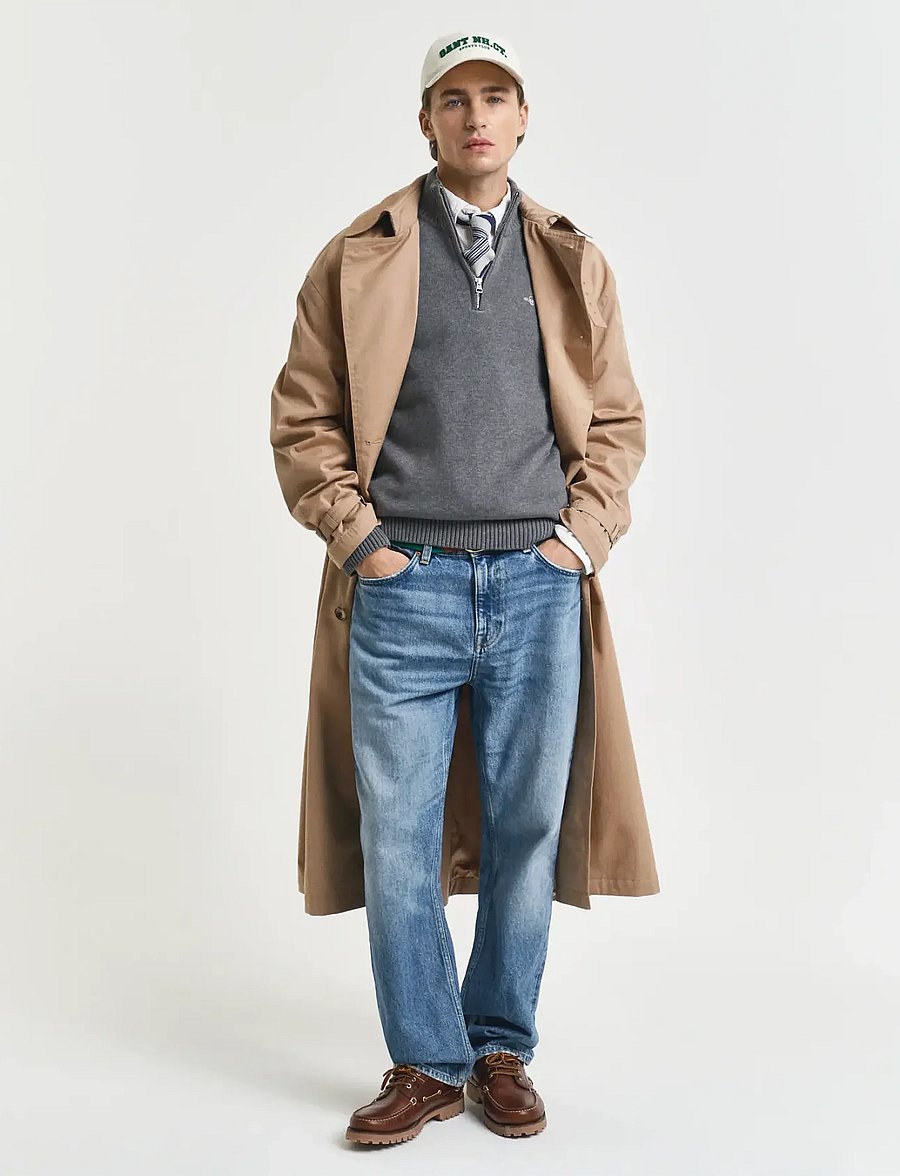 Gant - Cotton Knit Half-Zip Sweater - džemperi ar daļēju rāvējslēdzēja aizdari - dark grey melange - 4