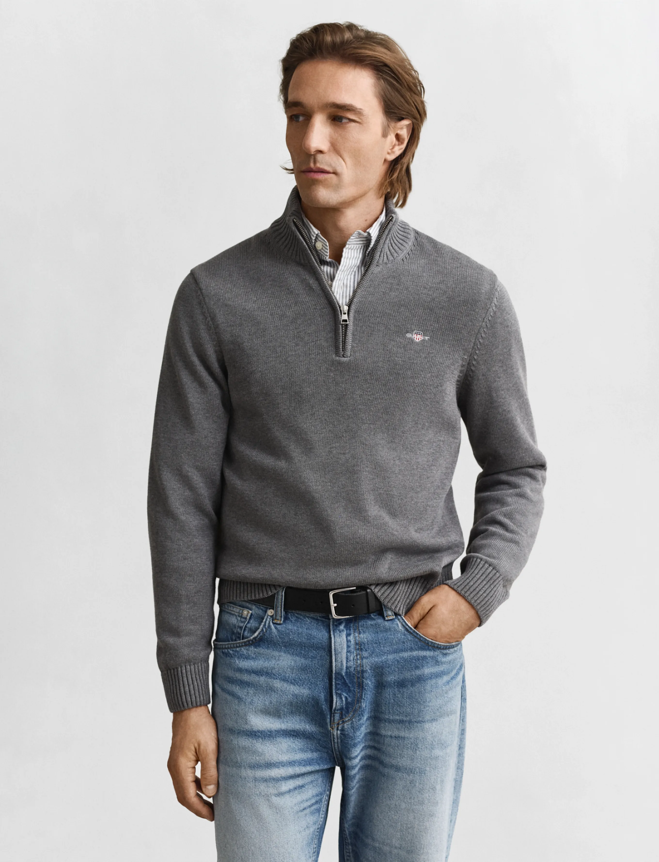 Gant - CASUAL COTTON HALFZIP - pullover mit halbem reißverschluss - dark grey melange - 5