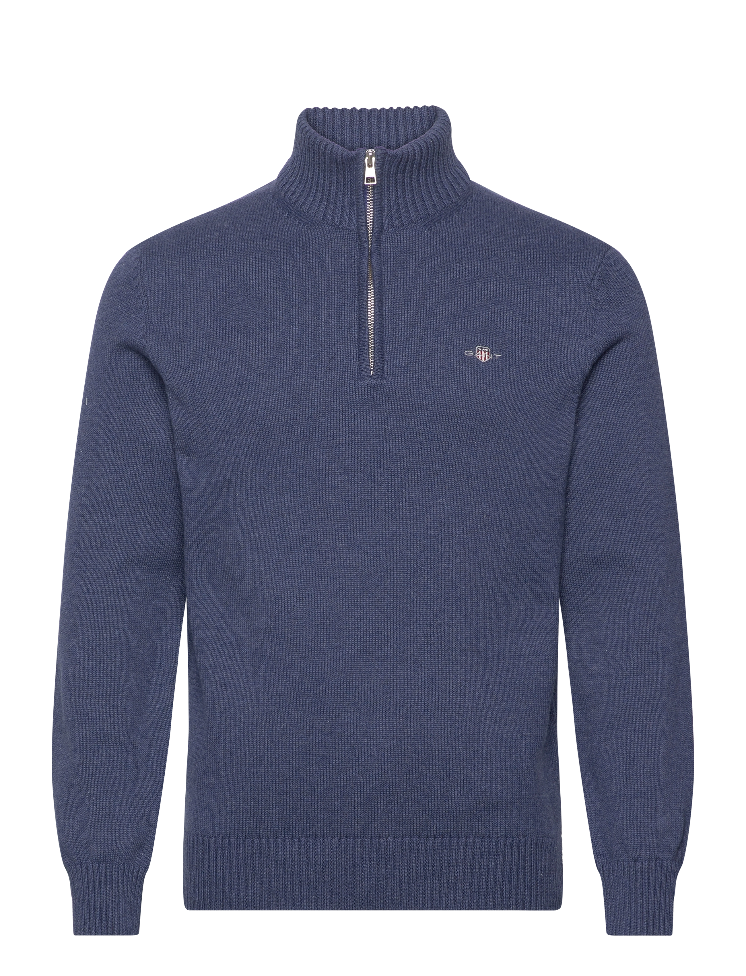 Gant Cotton Knit Half-Zip Sweater - Gant - DARK JEANSBLUE MELANGE / navy