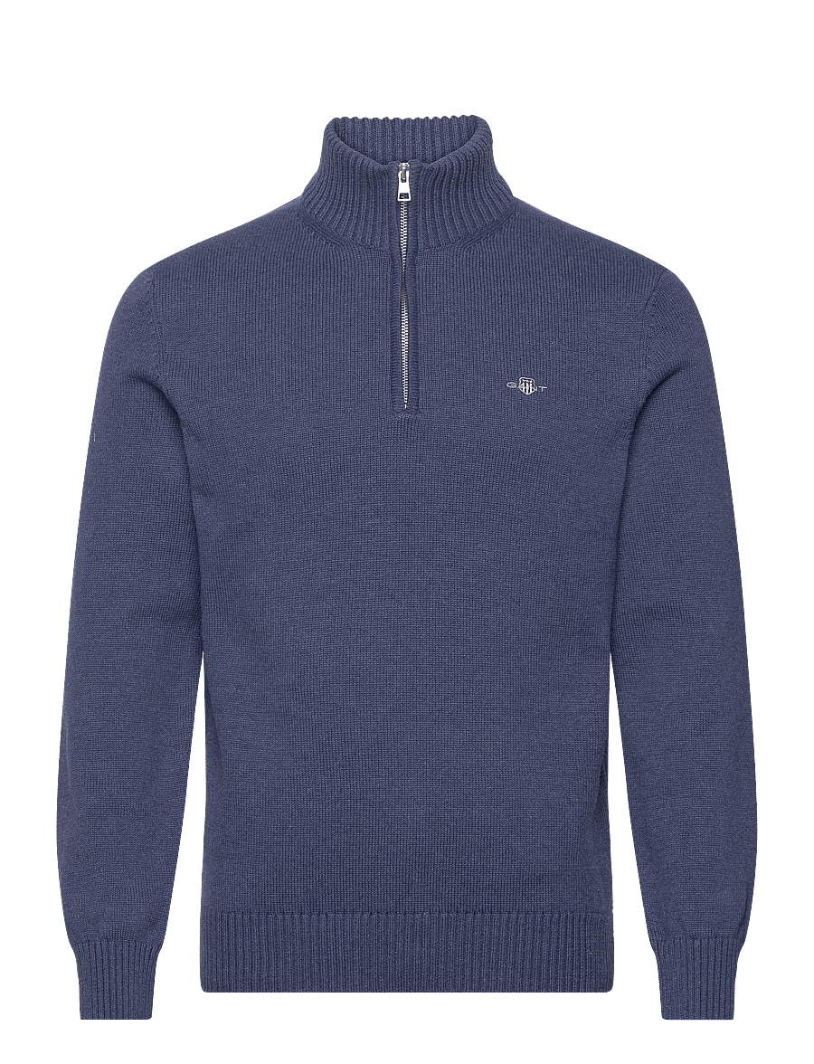 Gant - Cotton Knit Half-Zip Sweater - pullover mit halbem reißverschluss - dark jeansblue melange - 1