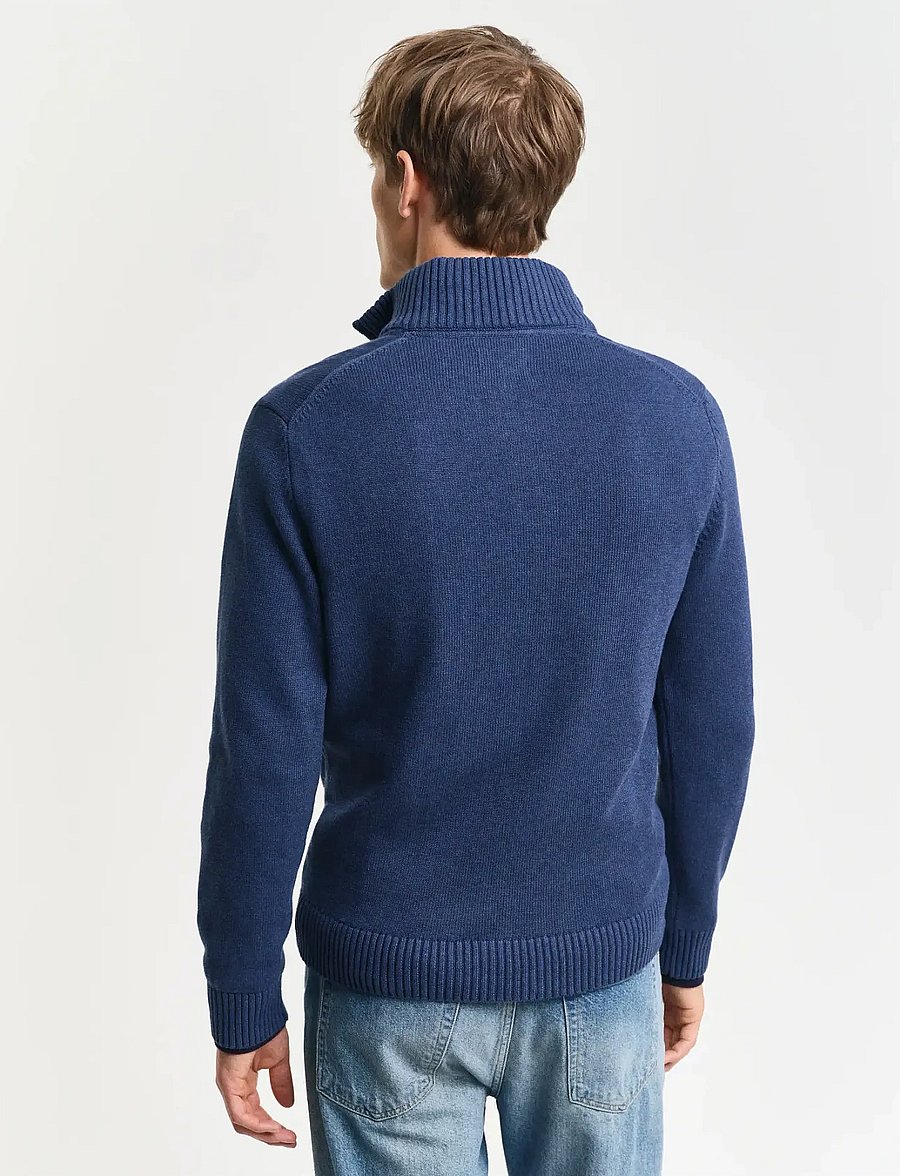 Gant - Cotton Knit Half-Zip Sweater - pullover mit halbem reißverschluss - dark jeansblue melange - 3