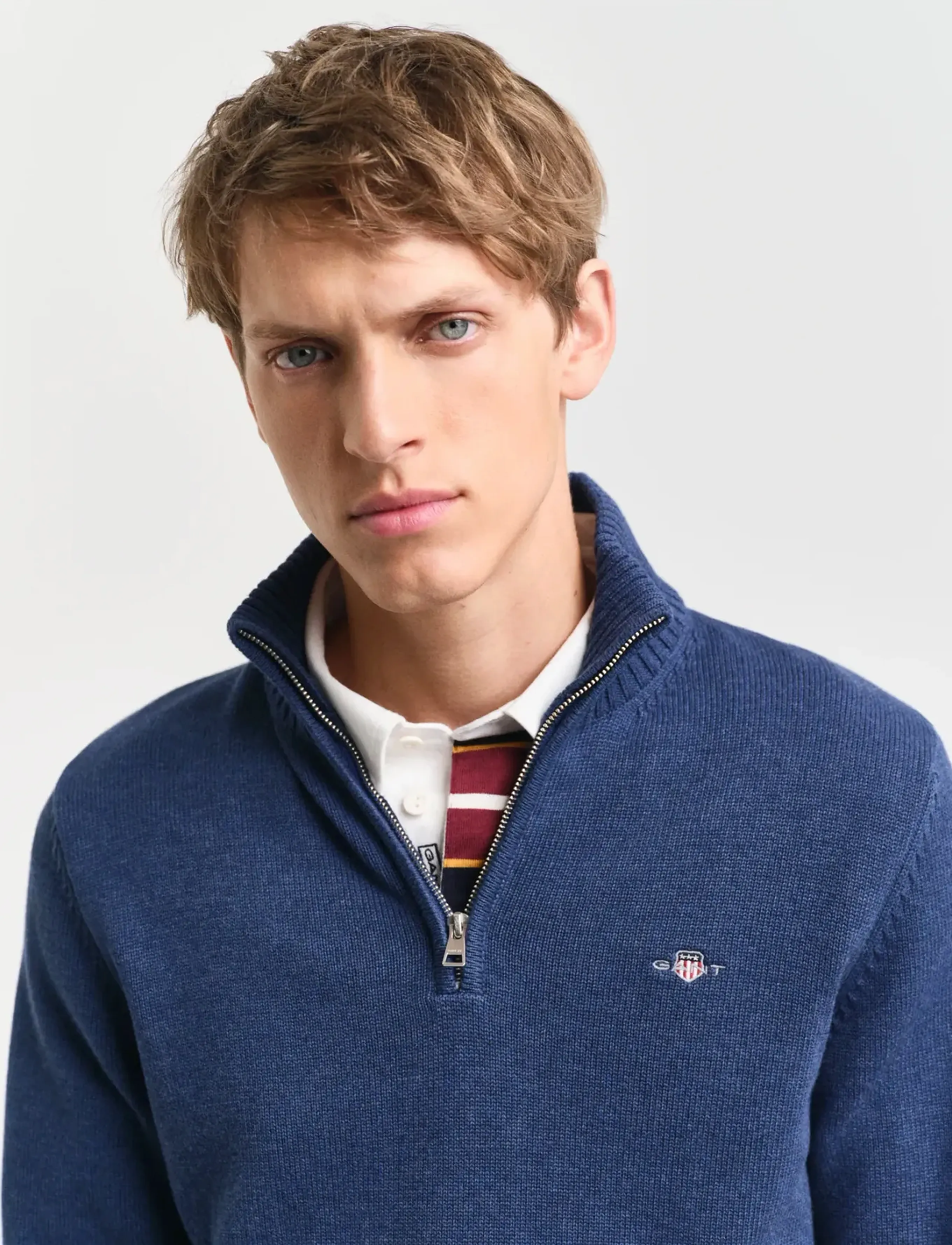 Gant - Cotton Knit Half-Zip Sweater - pullover mit halbem reißverschluss - dark jeansblue melange - 4