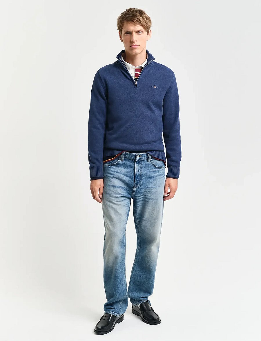 Gant - Cotton Knit Half-Zip Sweater - pullover mit halbem reißverschluss - dark jeansblue melange - 5