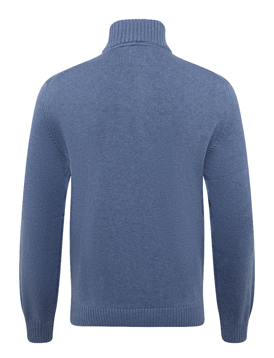 Gant - Cotton Knit Half-Zip Sweater - pullover mit halbem reißverschluss - denim blue melange - 1