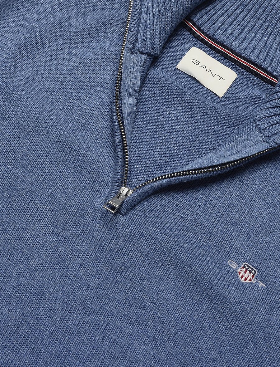 Gant - Cotton Knit Half-Zip Sweater - pullover mit halbem reißverschluss - denim blue melange - 2