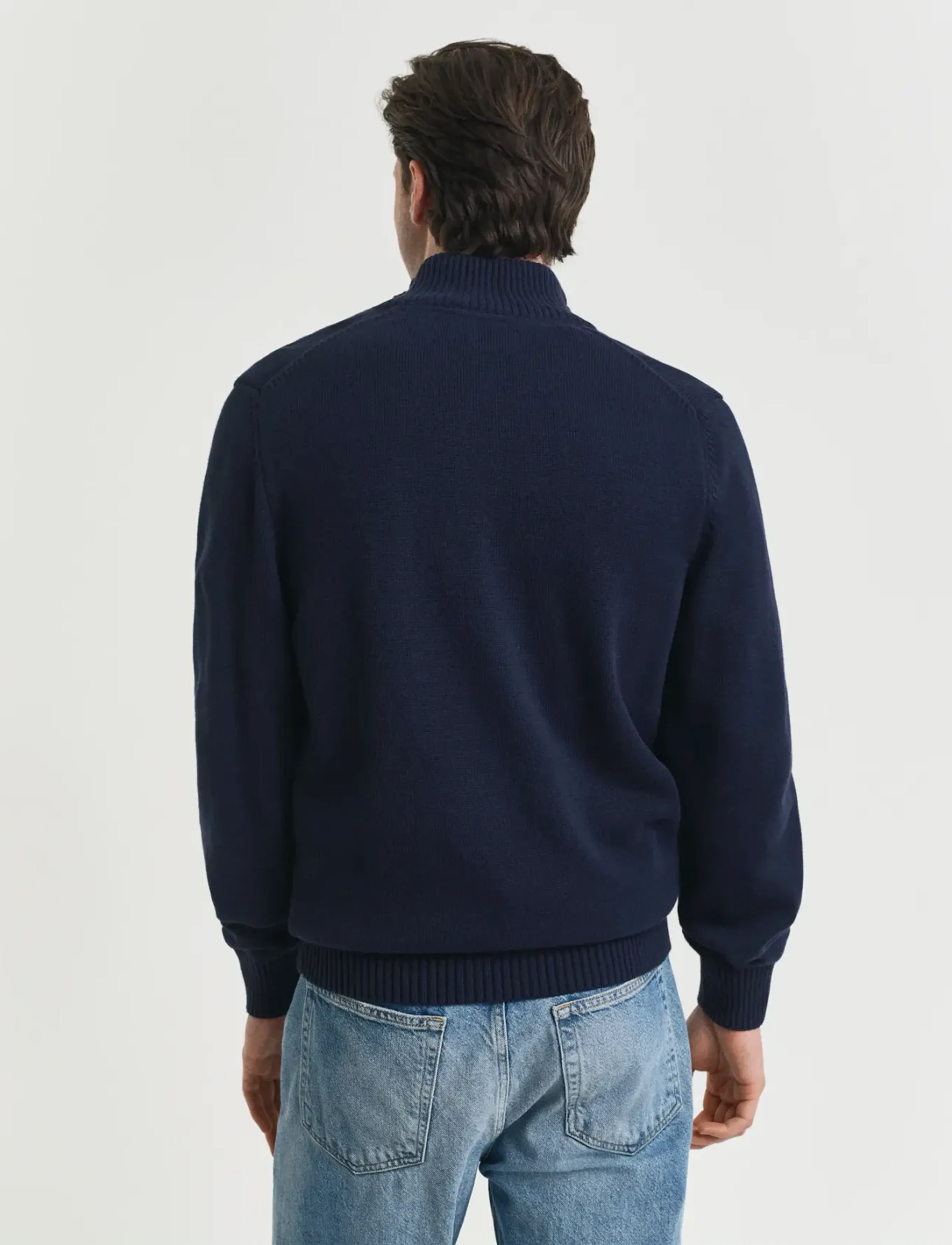 Gant - Cotton Knit Half-Zip Sweater - truien met halve rits - evening blue - 3