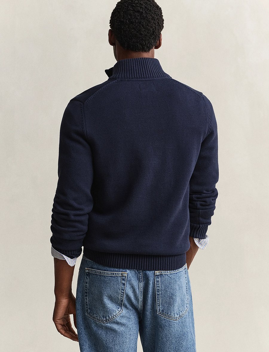 Gant - CASUAL COTTON HALFZIP - pullover mit halbem reißverschluss - evening blue - 3