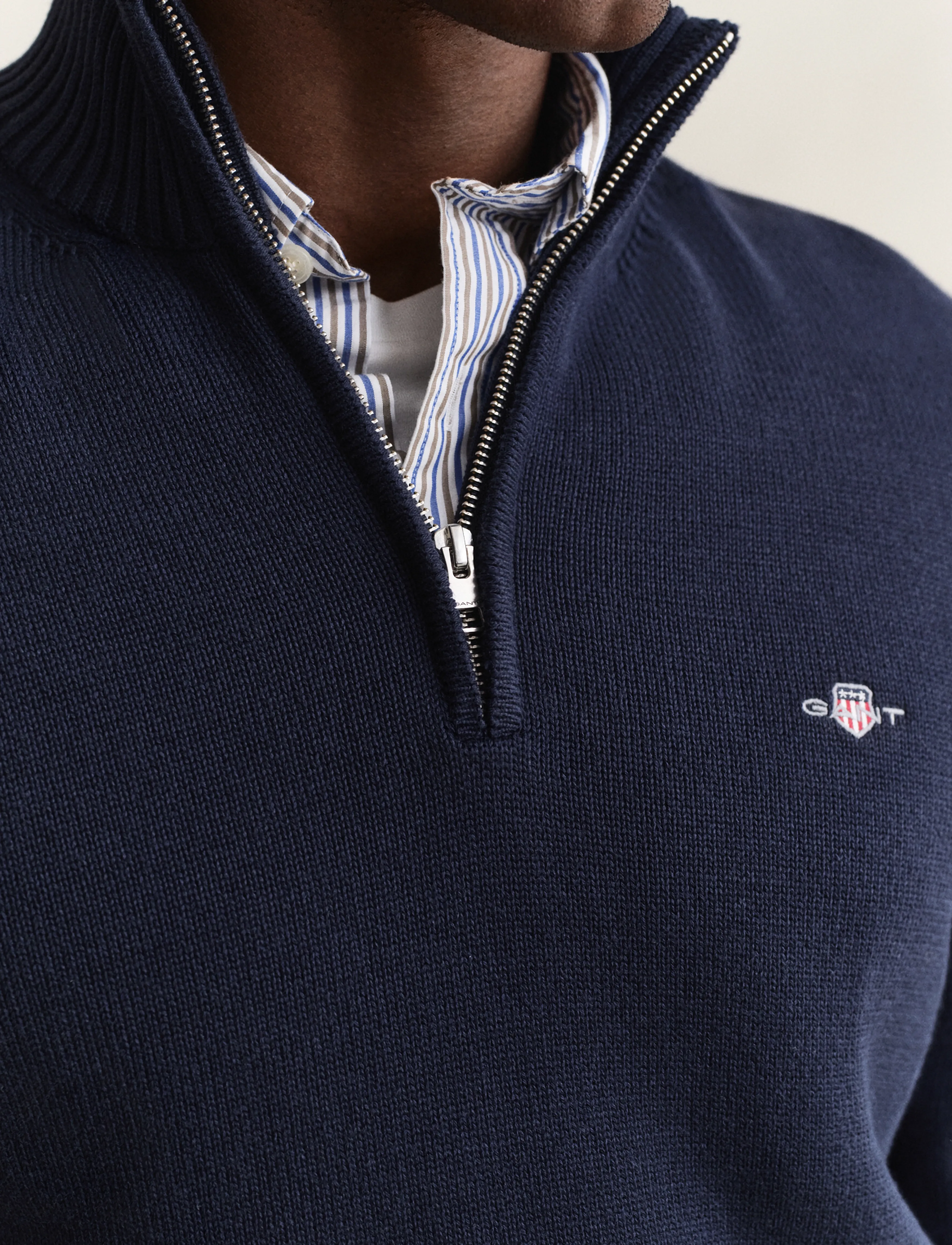 Gant Casual Cotton Halfzip stickade tröjor herr – bild 3