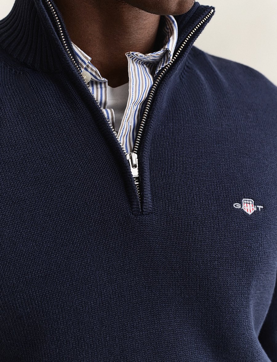 Gant - CASUAL COTTON HALFZIP - pullover mit halbem reißverschluss - evening blue - 4