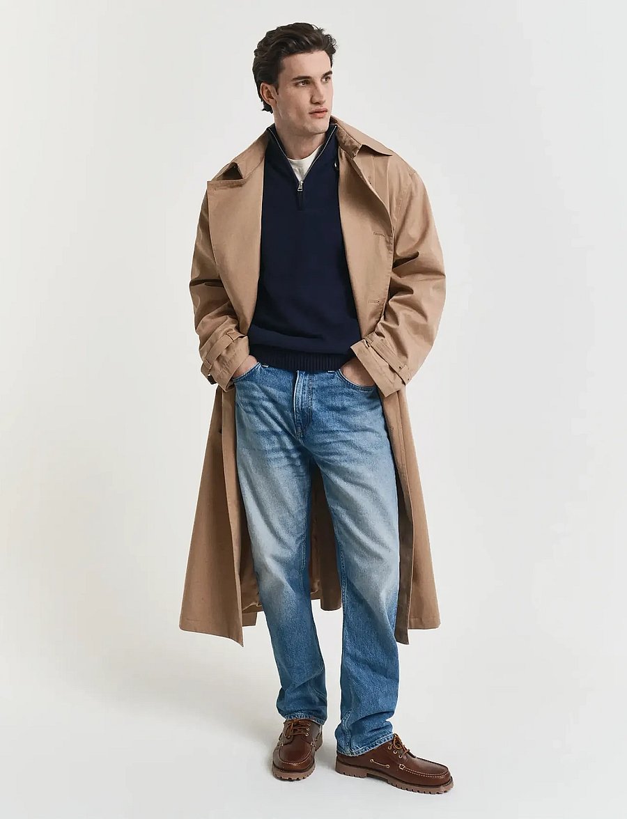 Gant - Cotton Knit Half-Zip Sweater - puolivetoketjulliset neuleet - evening blue - 5