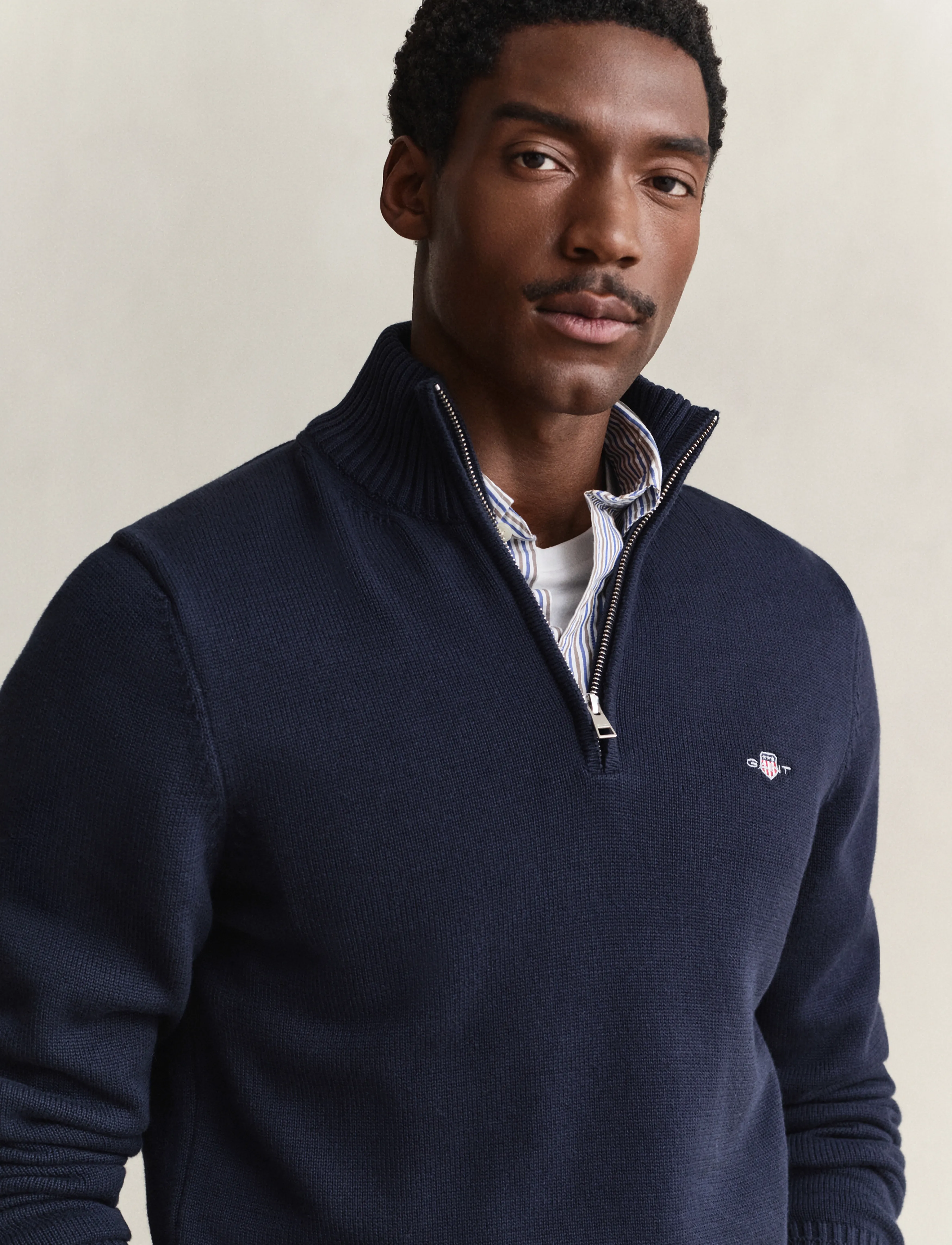 Gant Casual Cotton Halfzip stickade tröjor herr – bild 5