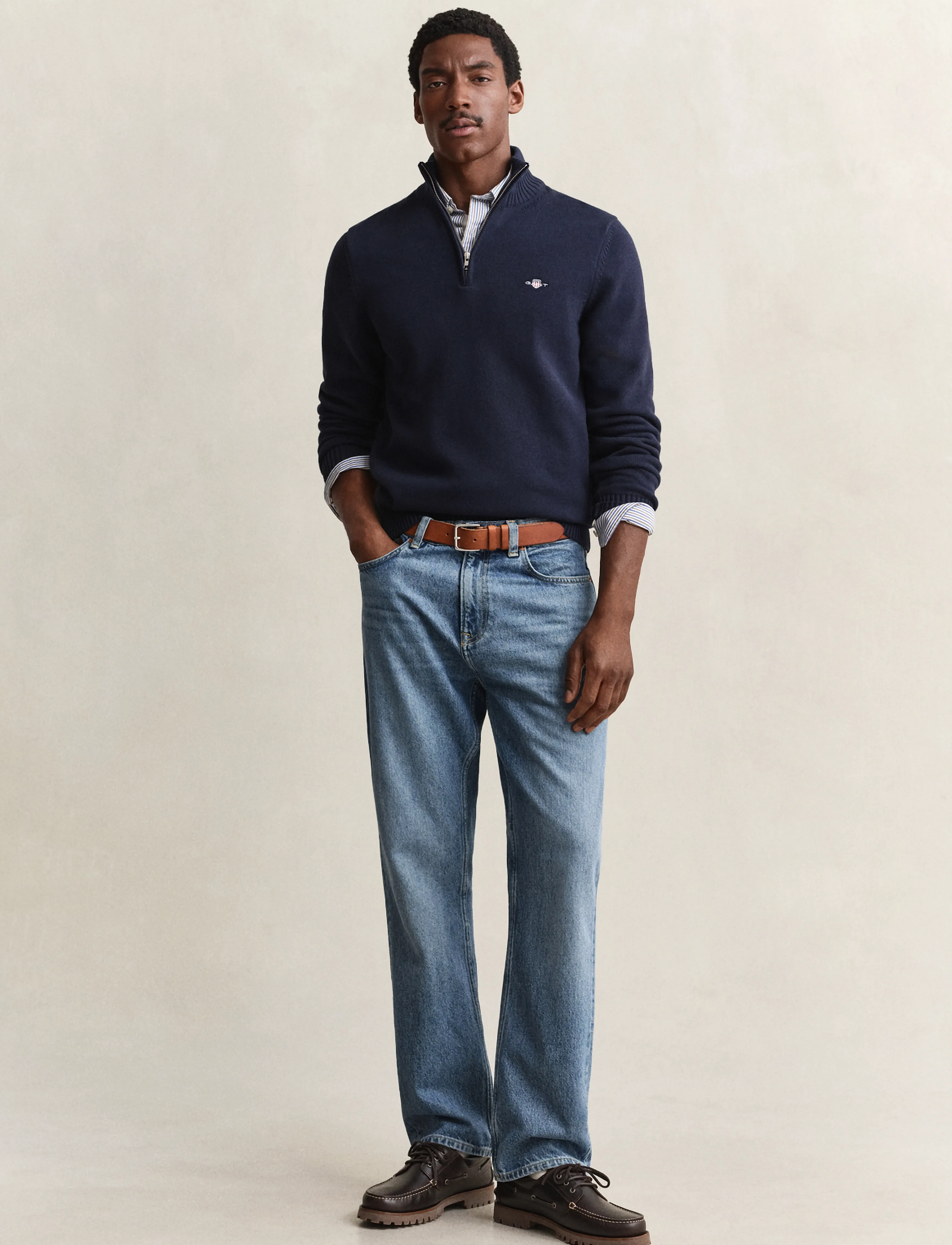 Gant Casual Cotton Halfzip stickade tröjor herr – bild 6