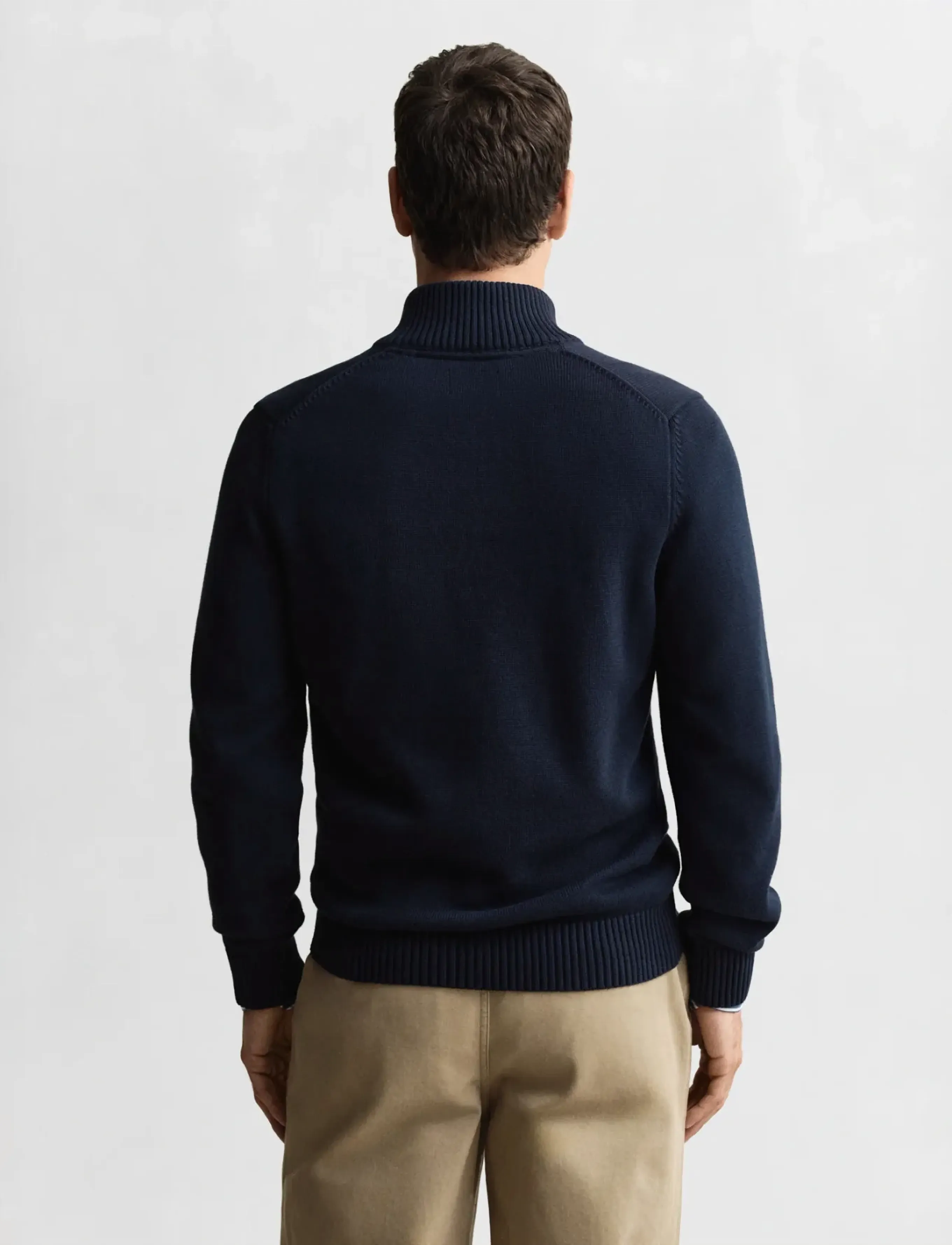 Gant Cotton Knit Half-Zip Sweater - Half zip strik - EVENING BLUE / navy