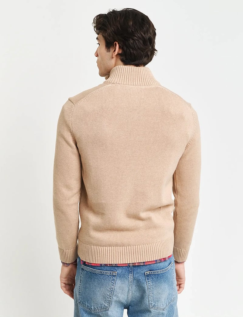 Gant - Cotton Knit Half-Zip Sweater - pullover mit halbem reißverschluss - khaki melange - 3