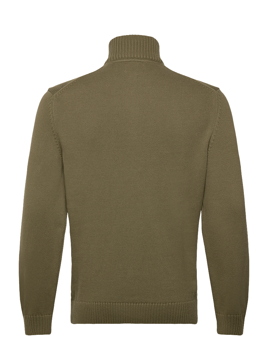 Gant - Cotton Knit Half-Zip Sweater - tõmblukk-kaelusega džemprid - moss green - 1