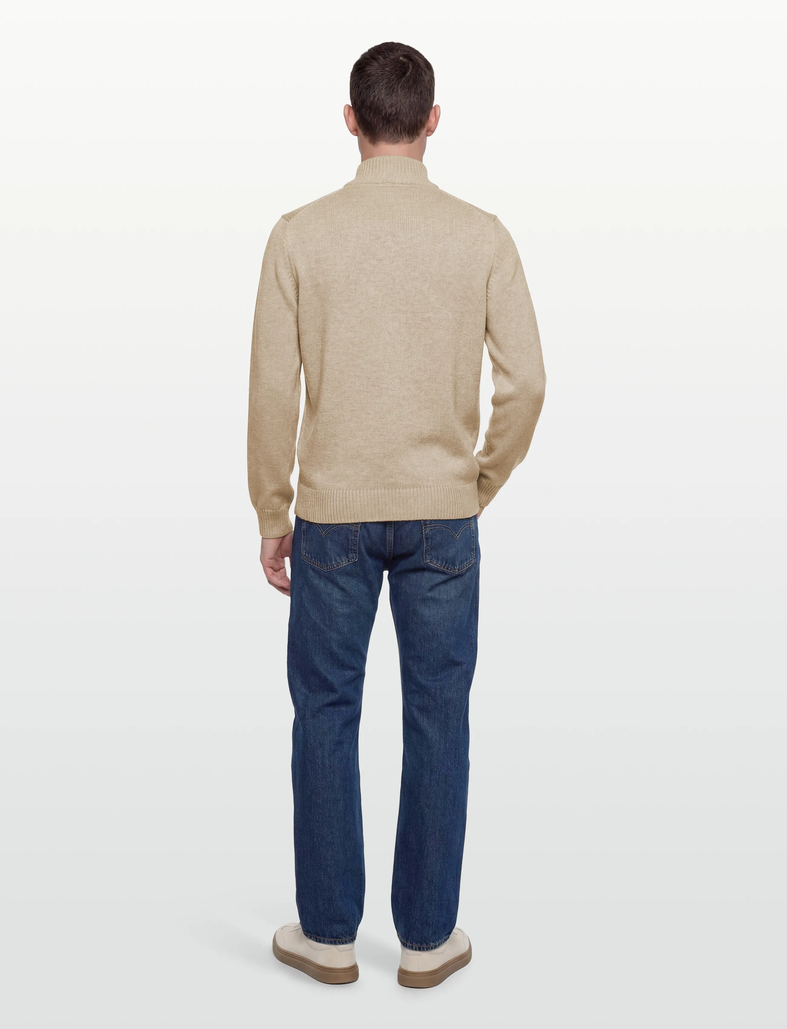 Gant - Cotton Knit Half-Zip Sweater - half zip jumpers - oat melange - 4